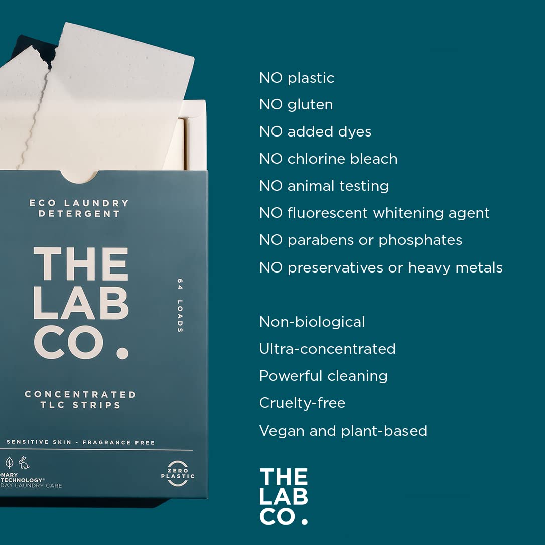 The Lab Co. - TLC Laundry Detergent Strips (64 Loads, Fragrance Free, Plastic-Free) 5