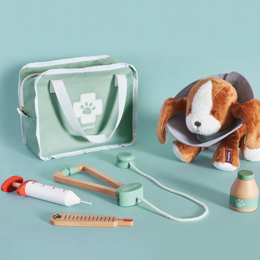 Janod Vet Kit - Pretend Play Occupation Set for Ages 3-8 with 16 Accessories 13