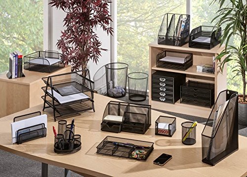Osco Black Wiremesh Magazine Rack - Durable Steel Mesh Storage | Stackable | H320 x W75 x D250 mm