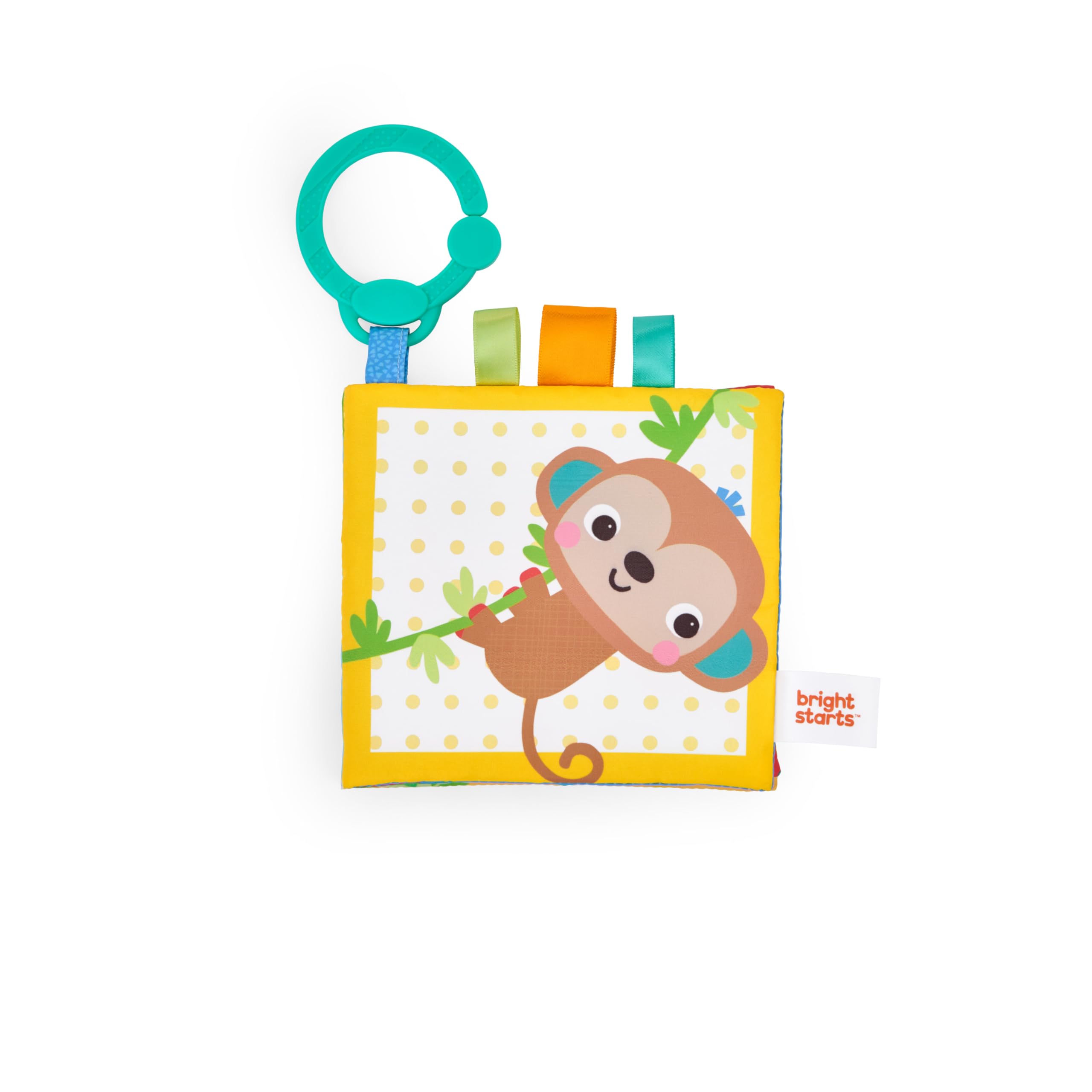 Bright Starts Safari Buddies Soft Crinkle Book Stroller Toy | Sensory Stimulation | Ages 0+