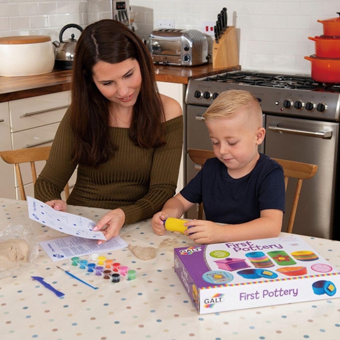 Galt First Pottery - Air Dry Clay Painting & Pottery Set for Ages 6+ | Includes 1.2kg Clay & Ceramic Paints 3