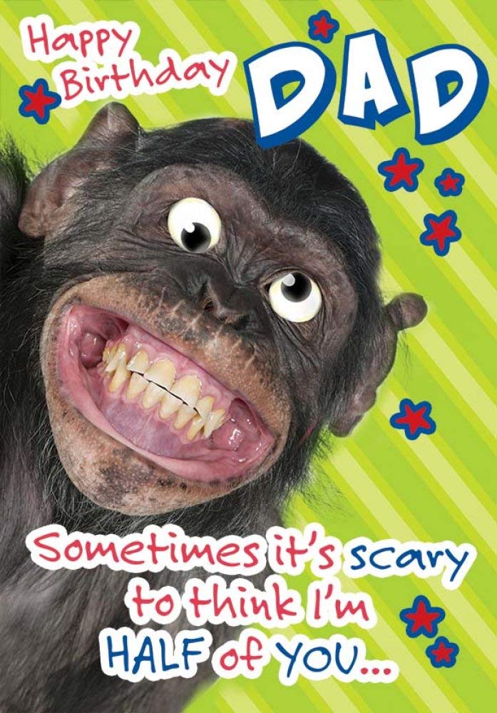 Piccadilly Greetings Dad Birthday Card - Humorous Grinning Chimp Design | 9 x 6 Inches
