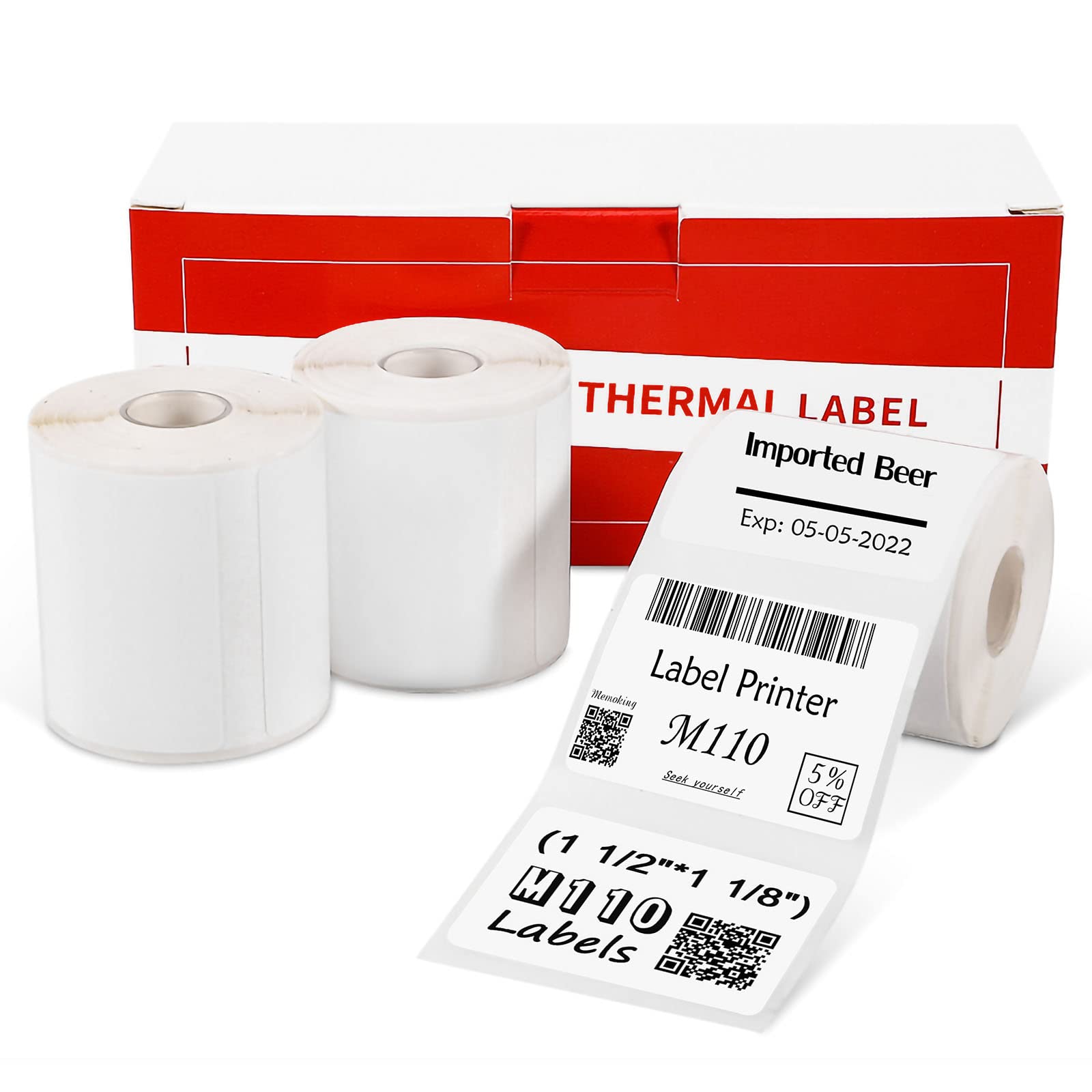 Phomemo Thermal Printer Labels - 3 Rolls, 40x30mm White Rectangular, Ink-Free Printing