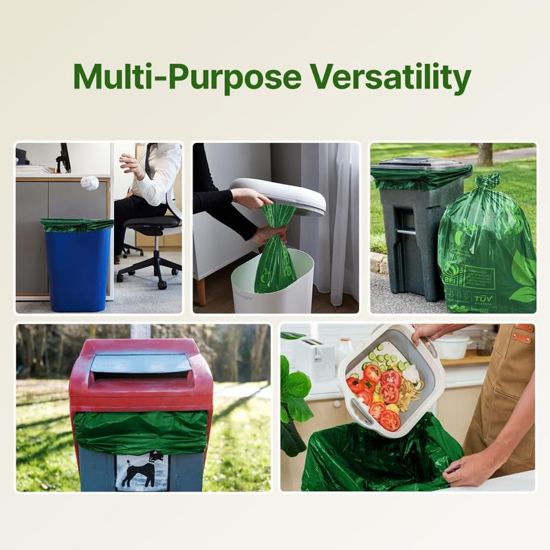 CareBee Biodegradable Kitchen Bin Bags - 50 Bags, 50L Capacity | Compostable & Leak-Proof 6