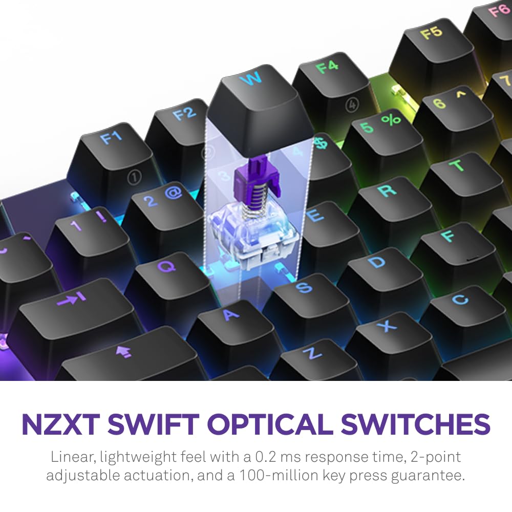 NZXT Function 2-2024 Full-Size Optical Gaming Keyboard | RGB Illuminated | Black 8