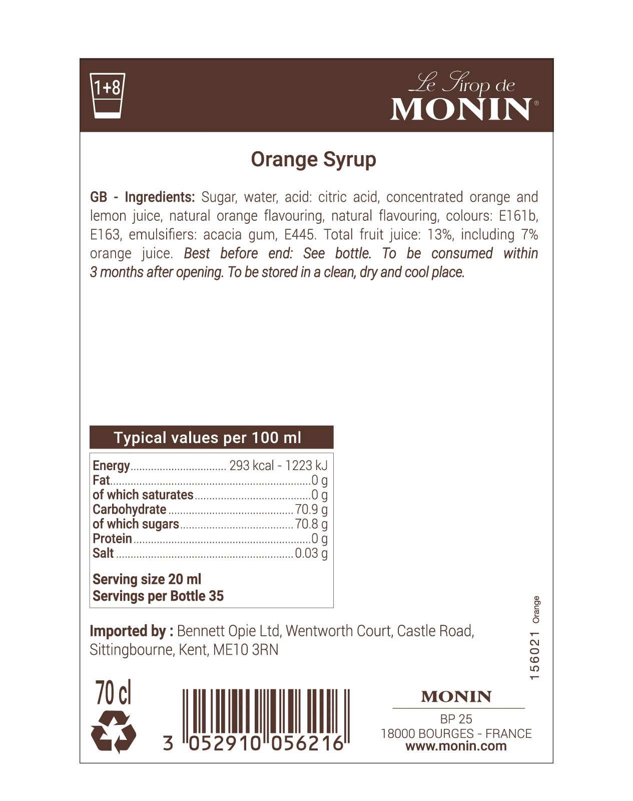 Monin - Premium Orange Syrup 700ml 5