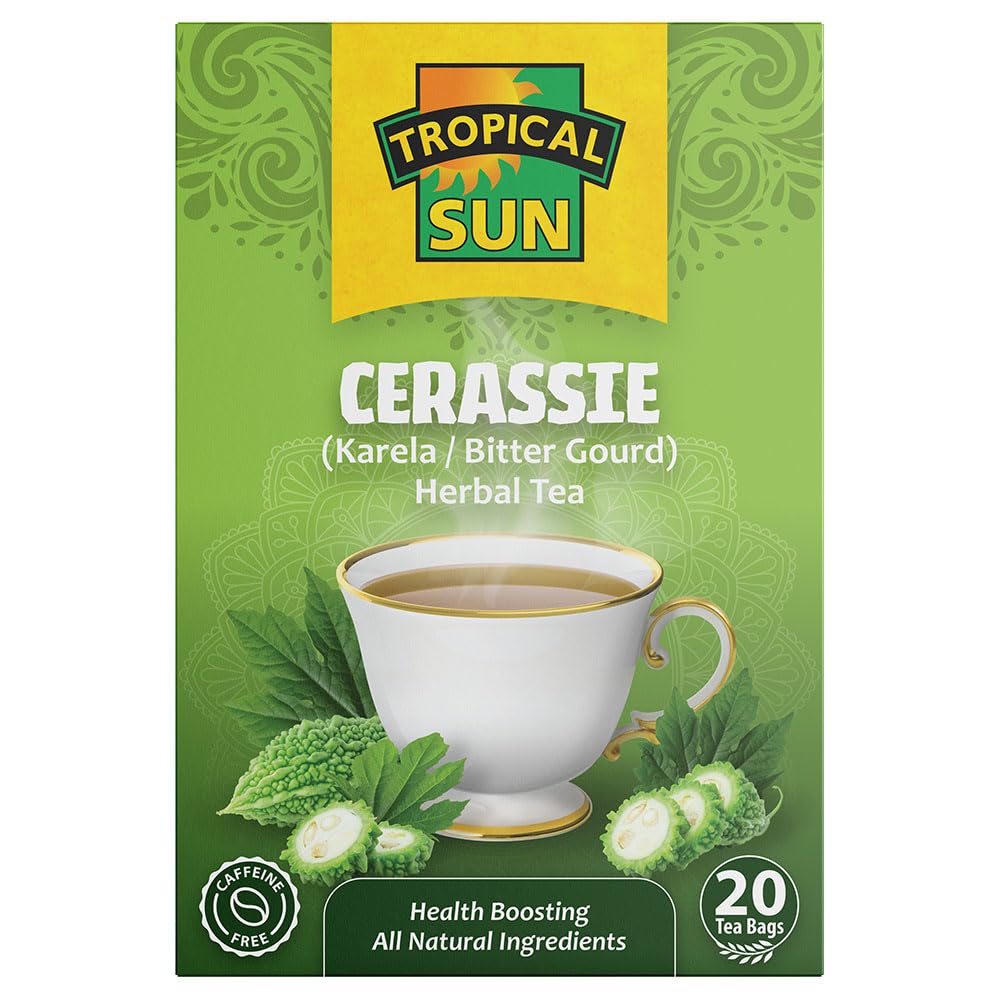 Tropical Sun Cerassie Herbal Tea - Caffeine Free, Promotes Relaxation | 20 Count Teabags (Pack of 6)