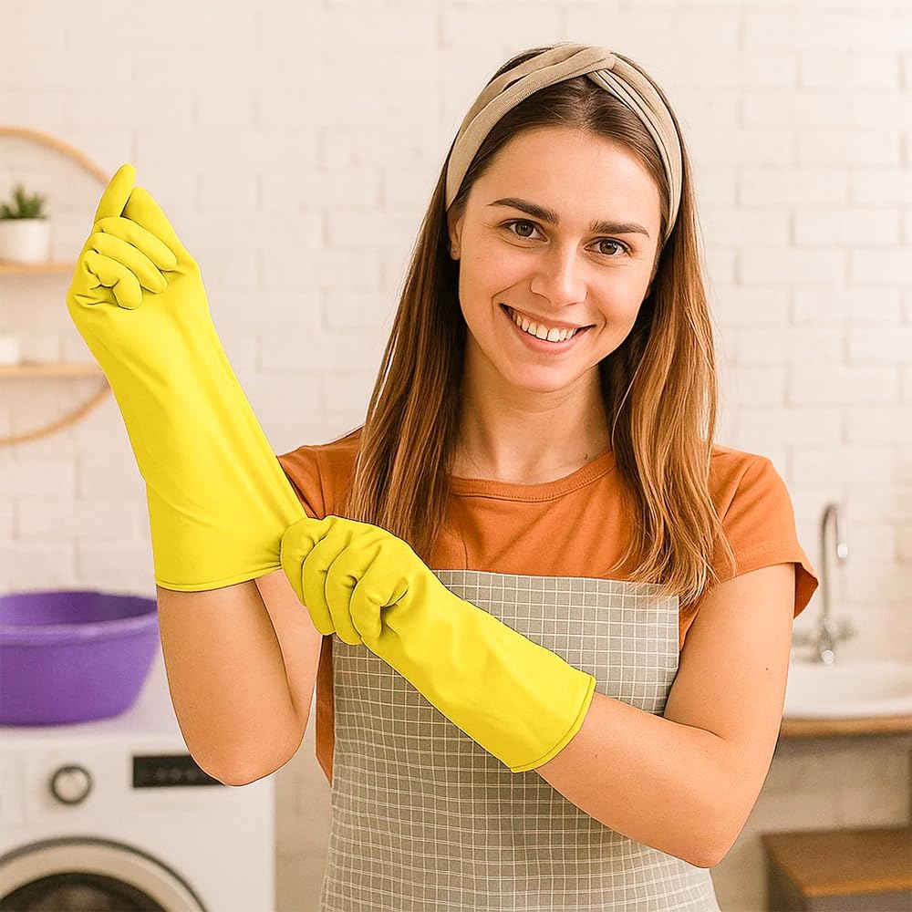 Marigold Extra Life Kitchen Gloves - Triple Layered Latex, Cotton Lined, Size S, Yellow 4