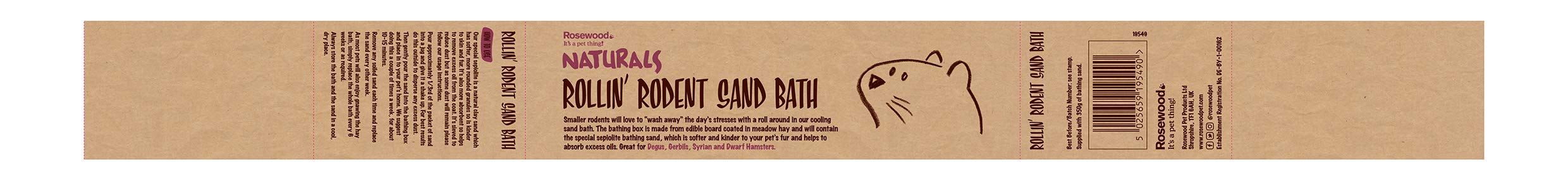 Rosewood Naturals Rollin' Rodent Sand Bath - 350g Sepiolite Sand | Edible Hay Box 4