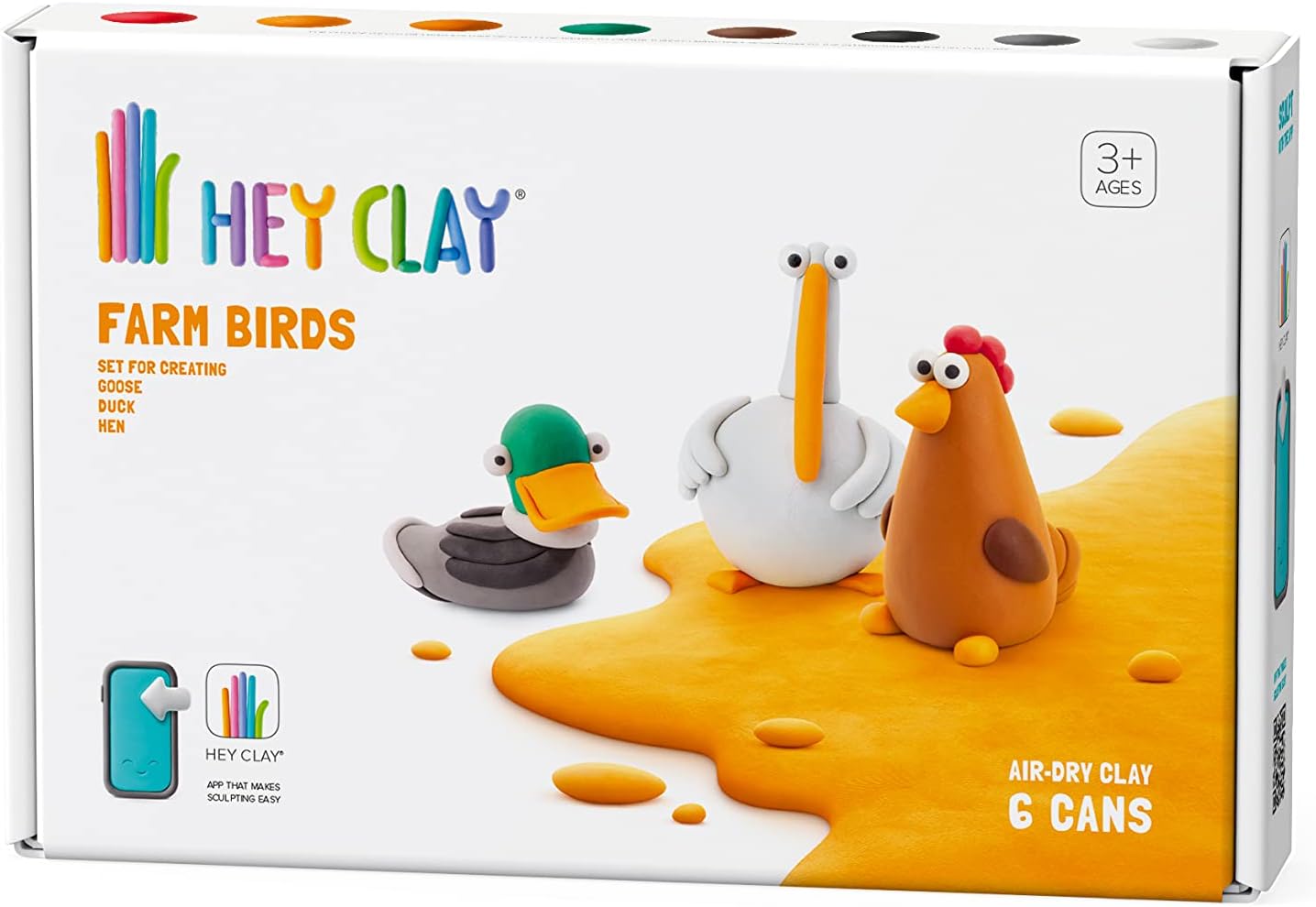 Hey Clay Farm Birds: Duck, Goose, Hen Set - Air Dry Modeling Clay for Kids 3+