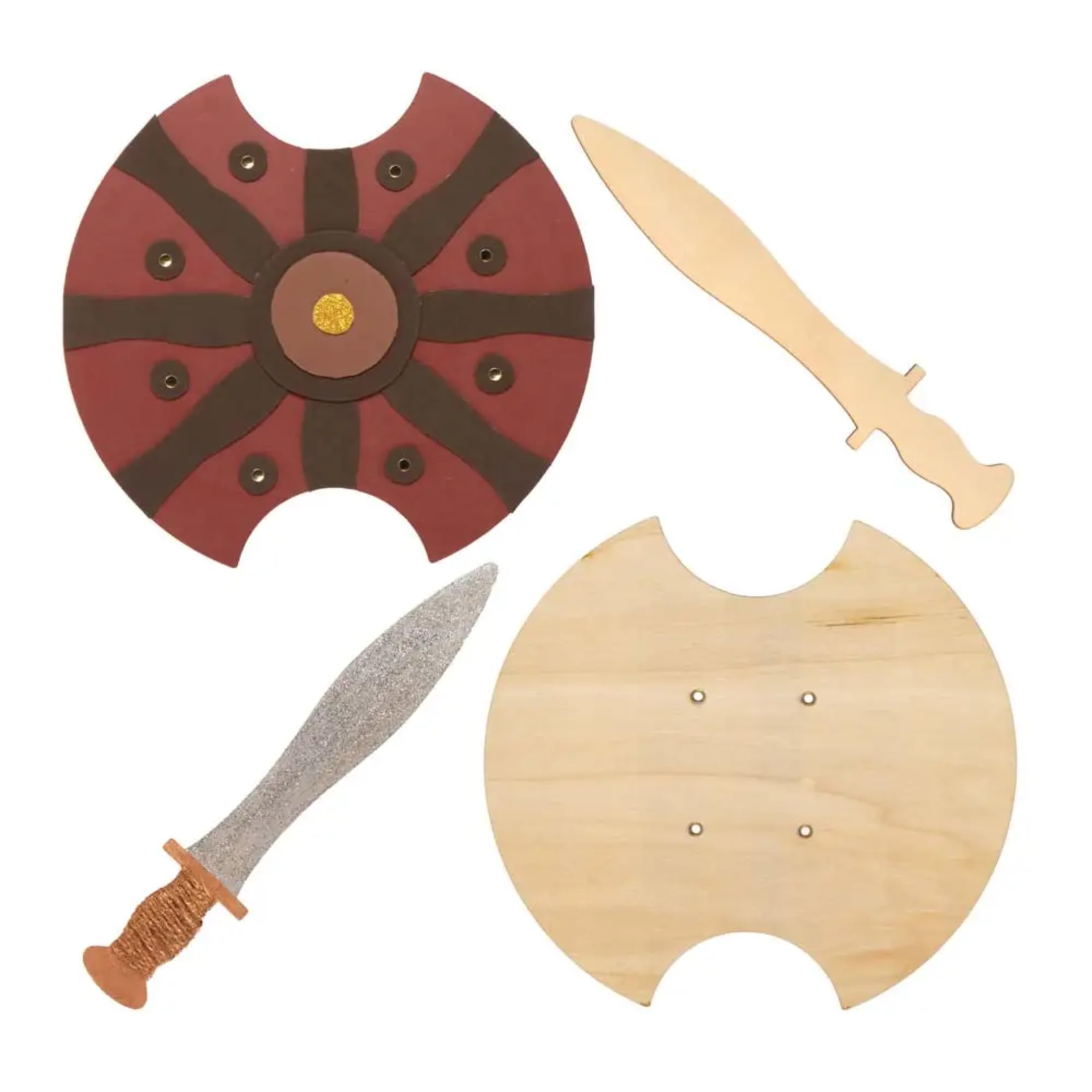 Baker Ross Gladiator Wooden Swords and Shields Craft Kit - Pack of 2 | Ages 3+ | Wood Material 1