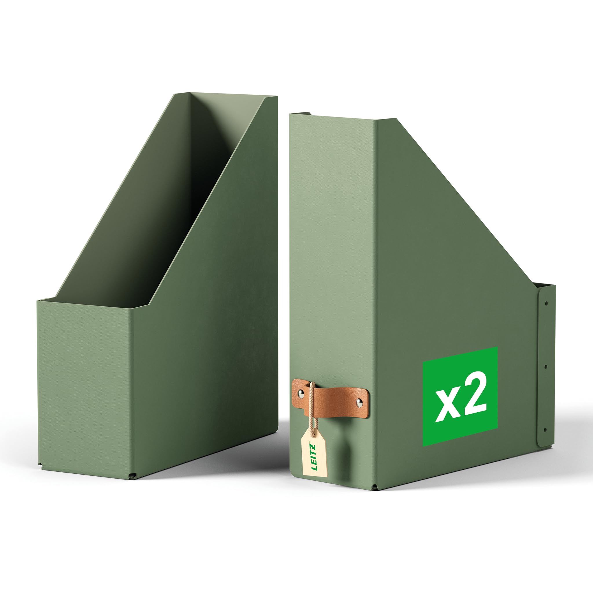 Leitz Puro Magazine File - Set of 2 Durable A4 Holders, Sage Green, 900 Sheet Capacity 1