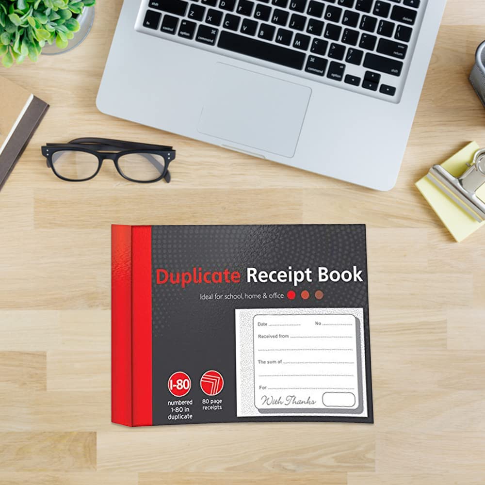 1ABOVE Duplicate Receipt Book - 80 Numbered Duplicate Pages | Half Size (5"x4") | Pack of 5 7