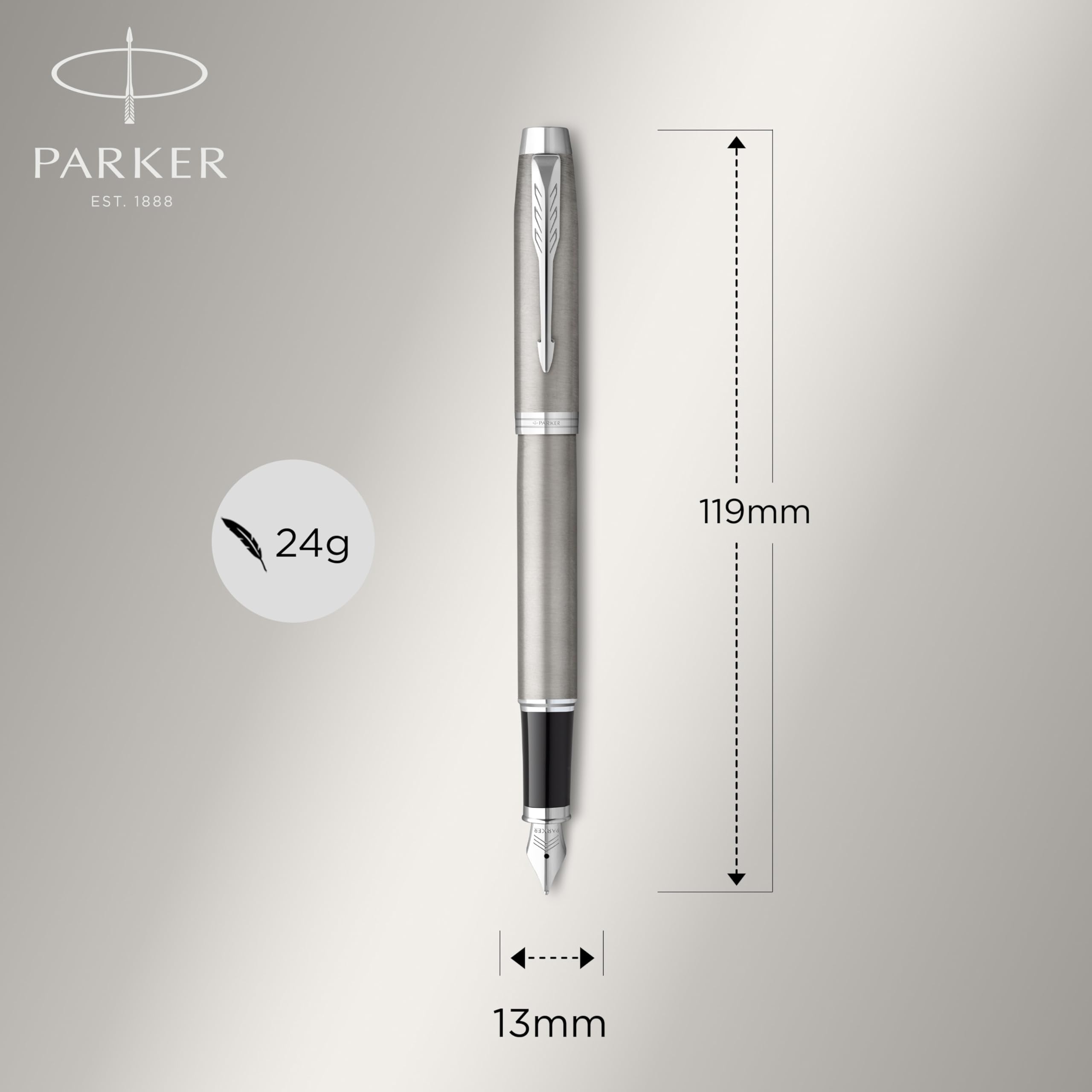 PARKER IM Duo Pen Gift Set - Fountain Pen, Ballpoint Pen & PU Pouch | Stainless Steel 5