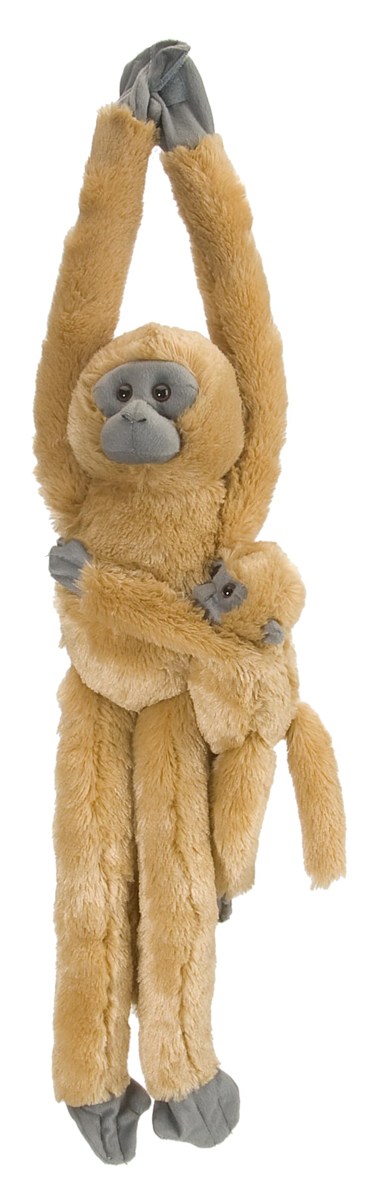 WILD REPUBLIC Hanging Monkey Common Langur Mama with Baby Plush | 20 Inch | Beige