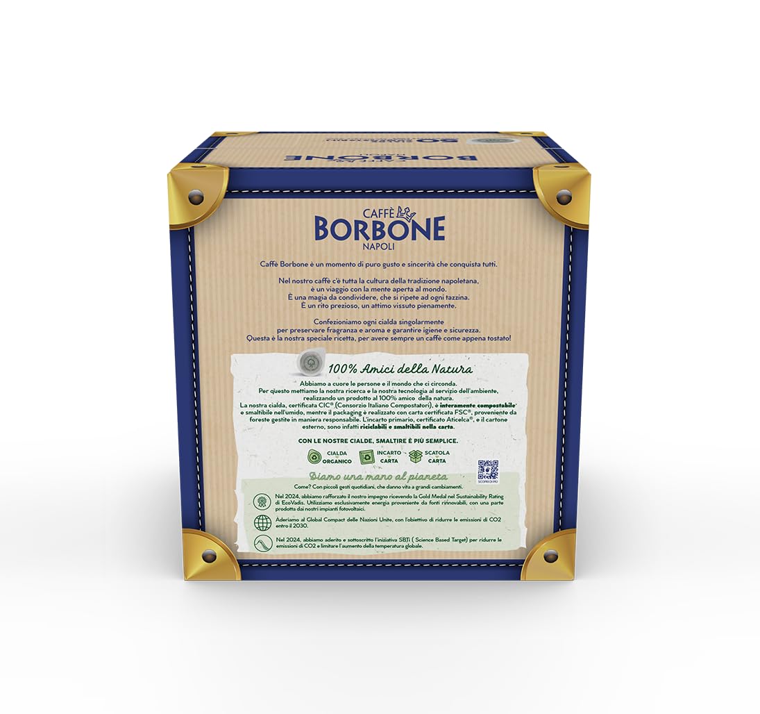 CAFFÈ BORBONE Red Blend Compostable ESE Coffee Pods - 50 Count | Intensity 9.5 4