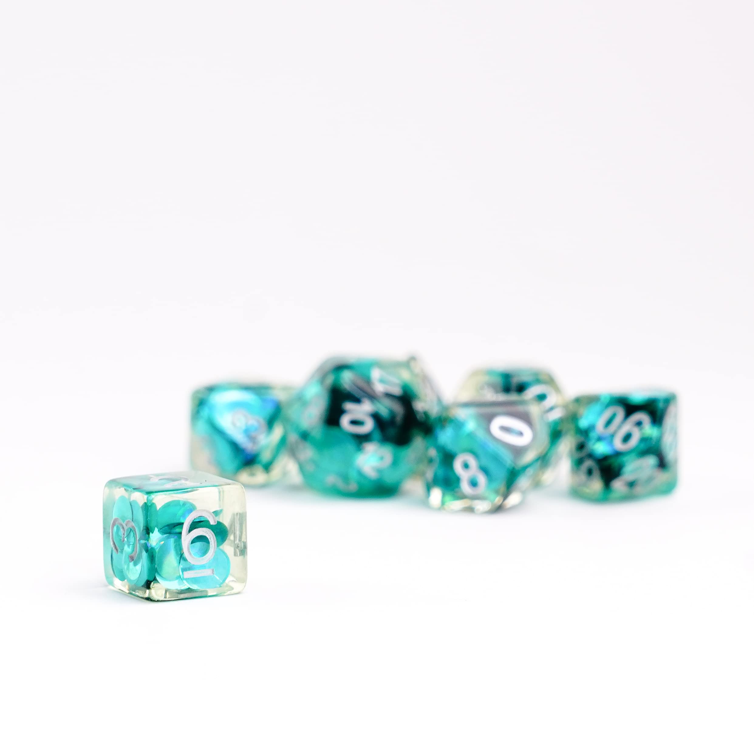 Metallic Dice Games Mermaid Scales 16mm Resin Polyhedral RPG Dice Set | 7 Pieces 8