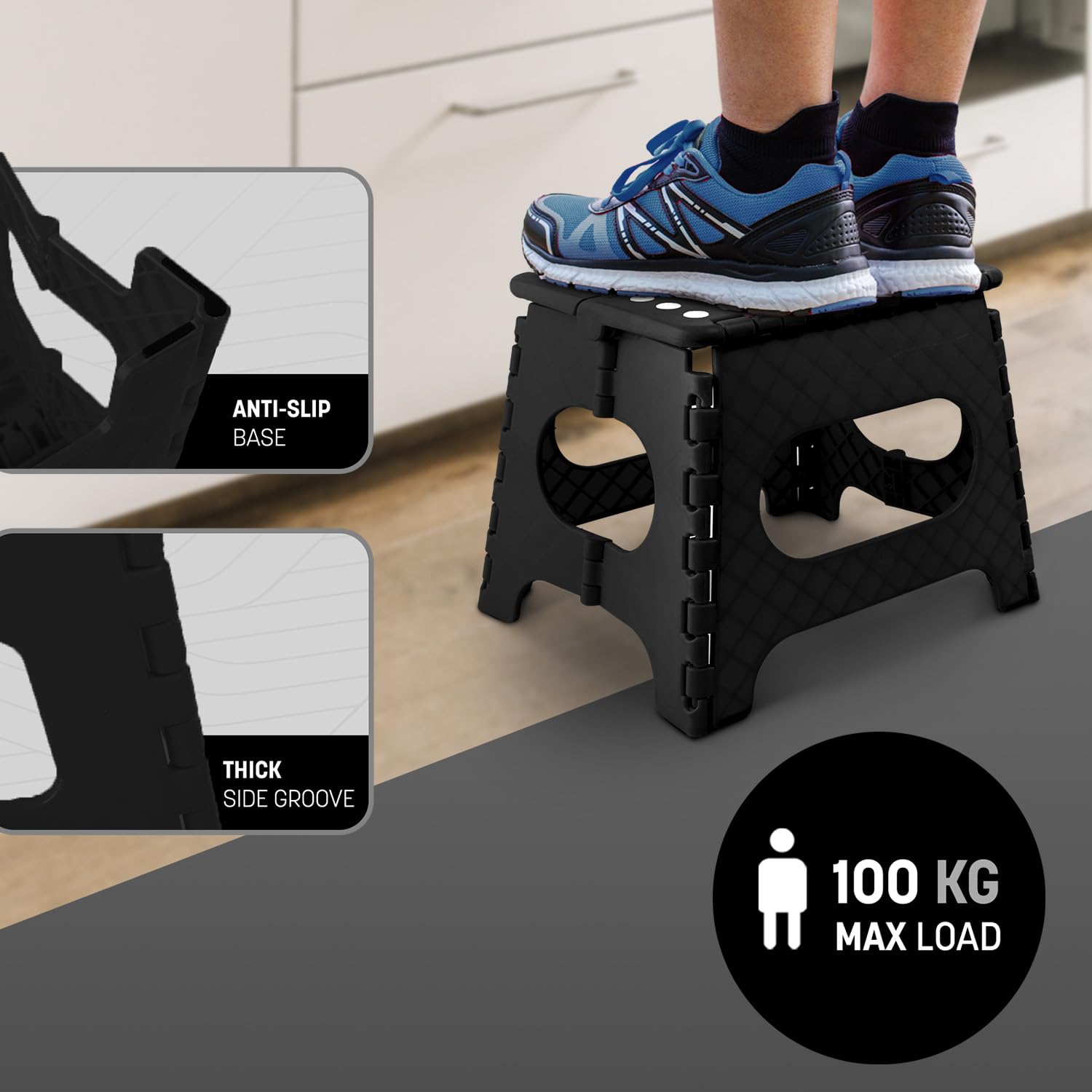 KEPLIN 11 Inch Heavy Duty Folding Step Stool | Non-Slip Foldable Footstool
