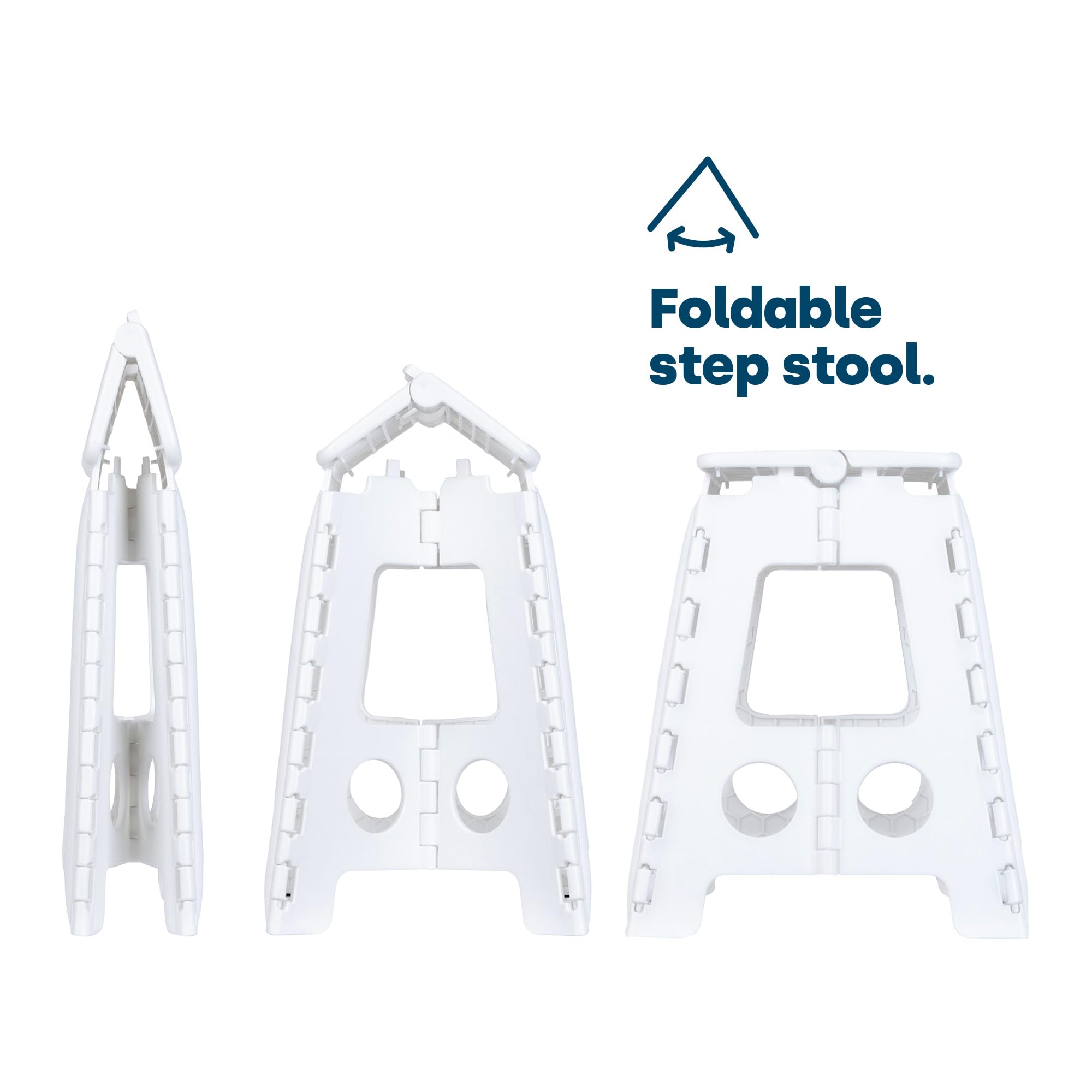 LIVIVO 2-Step Folding Step Stool - 150kg Capacity | Lightweight Polypropylene | White 3