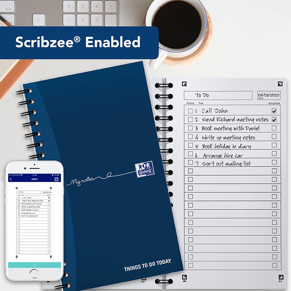 Oxford My Notes To Do List Notebook - Wirebound, 230 Pages, Navy Blue/White | Value Pack of 3 6