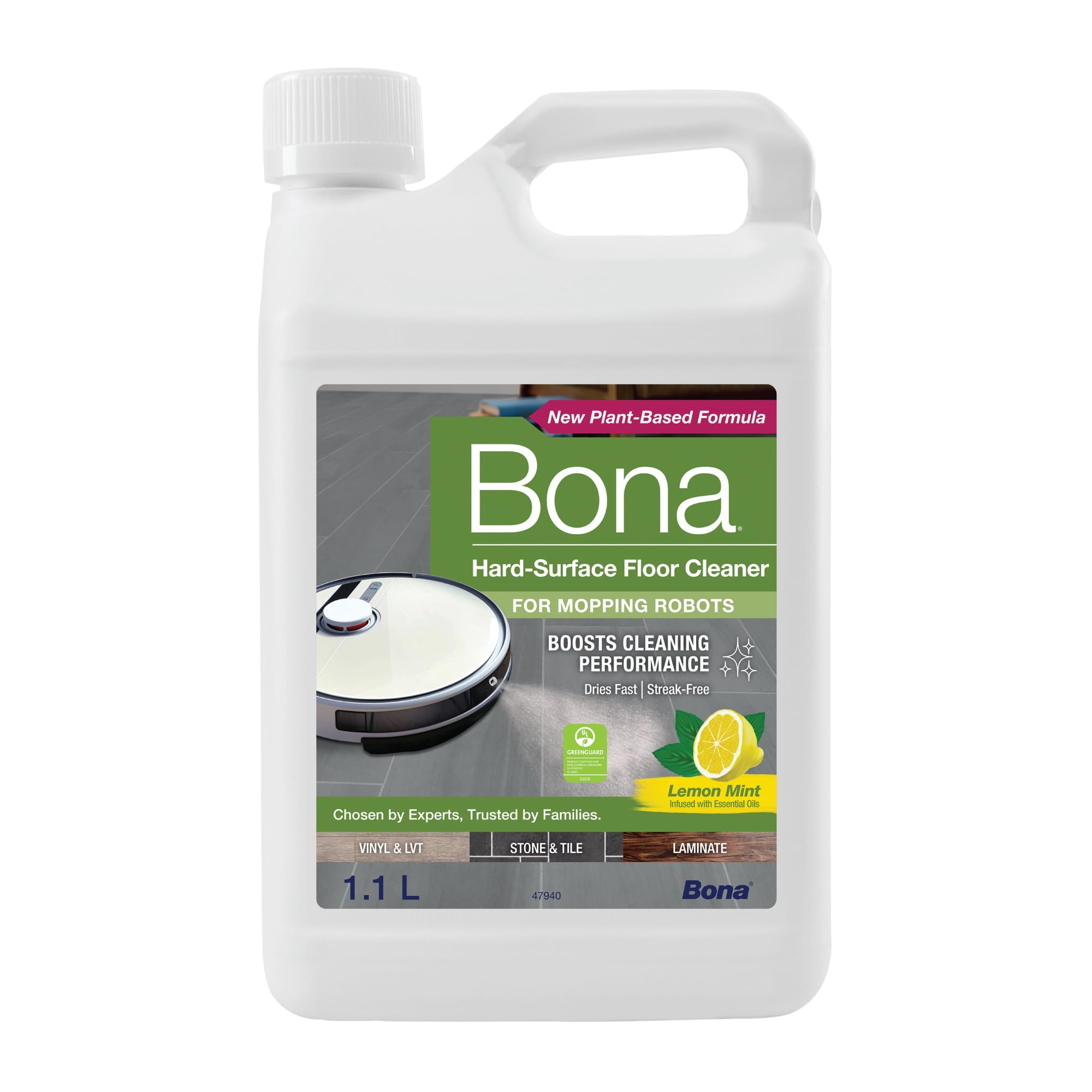 Bona Hard-Surface Floor Cleaner Concentrate for Mopping Robots | 1.1L Lemon Mint 1