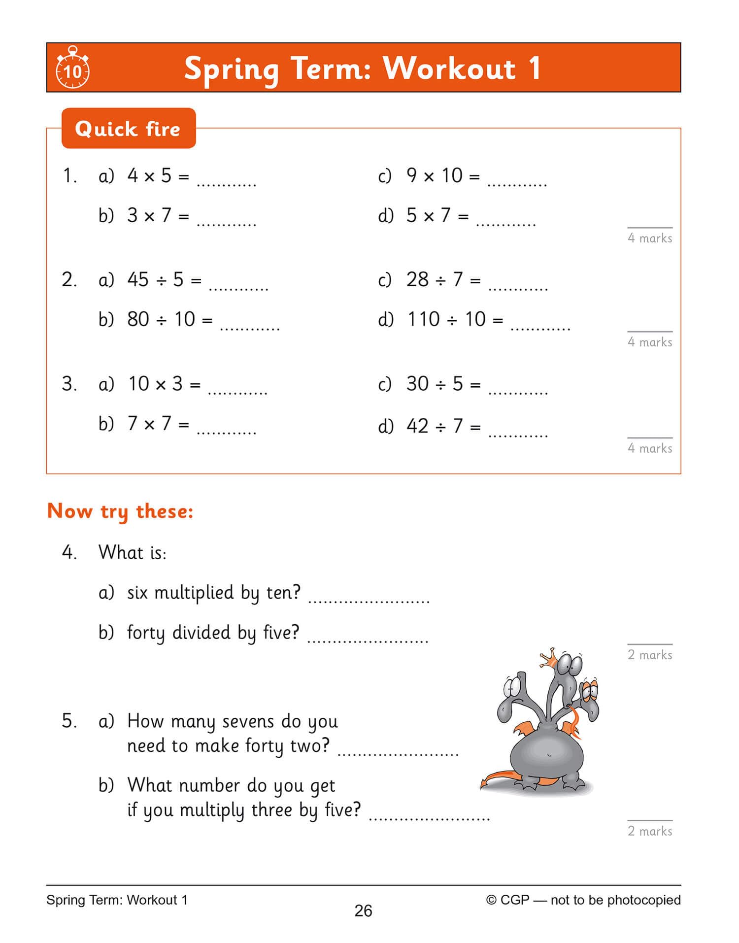 CGP Books KS2 Maths: Times Tables 10-Minute Weekly Workouts - Year 4 | Ages 8-9 | Paperback