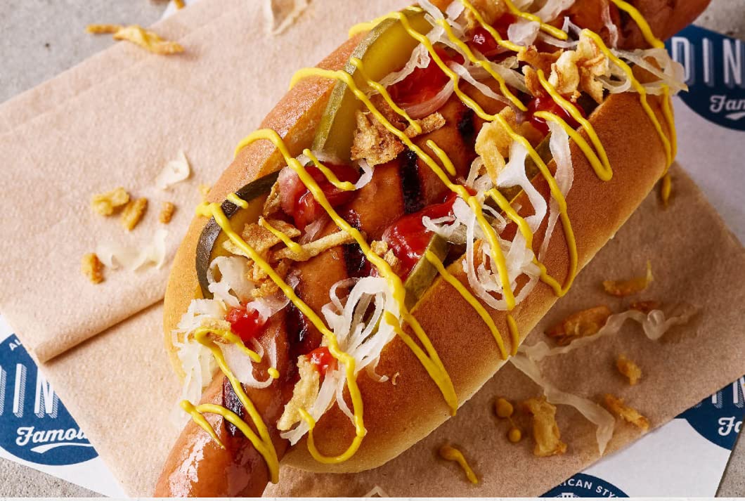 Dino's Famous – Klassischer amerikanischer Senf, mildes und würziges Gewürz für Hot Dogs, Burger und Sandwiches, 250 g