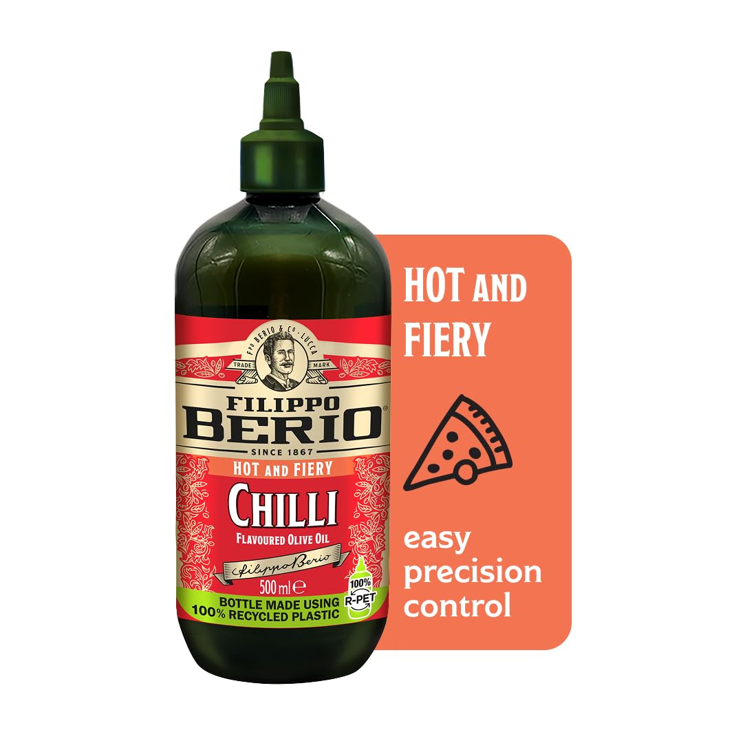 Filippo Berio Chilli Flavoured Extra Virgin Olive Oil - 500ml Squeezable Bottle 4