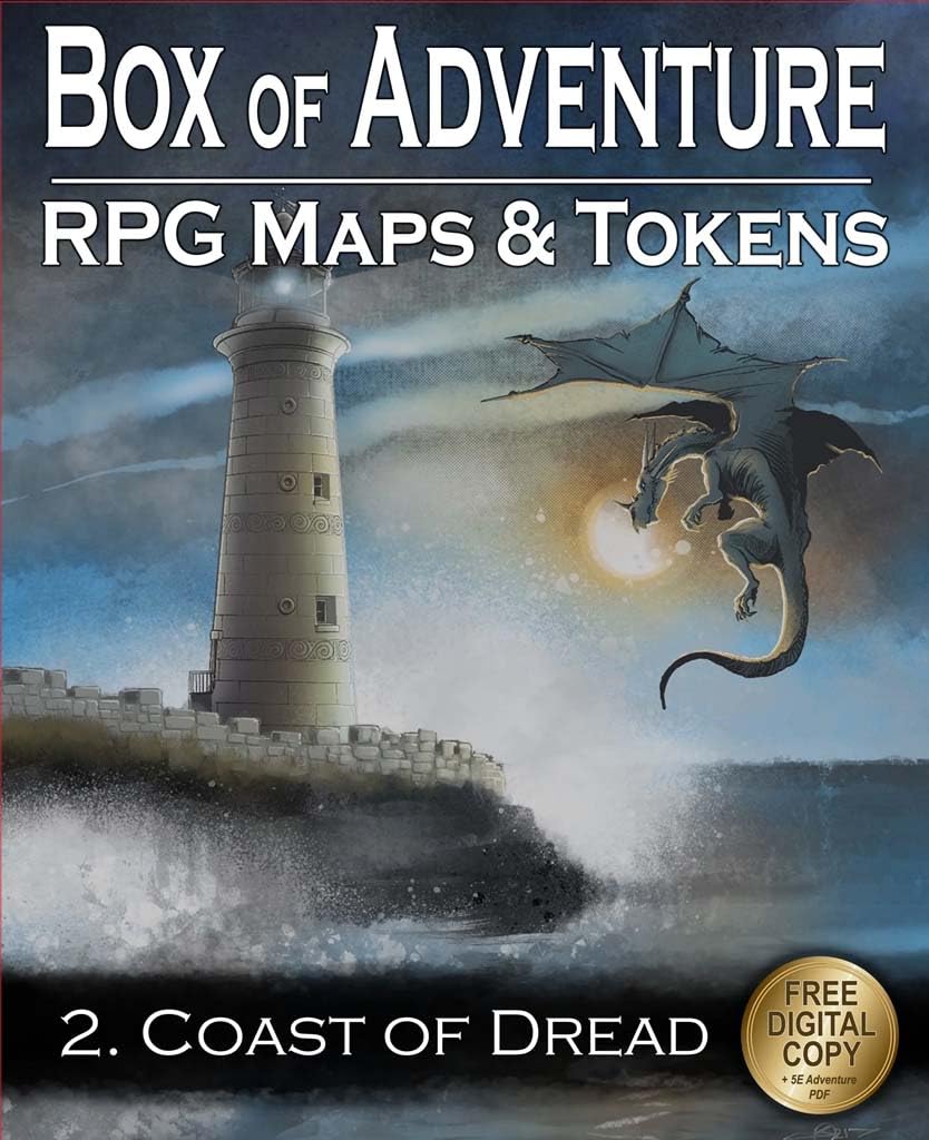 Loke BattleMats Box of Adventure - Coast of Dread | 24 Fold Out Maps | 5e Compatible 1