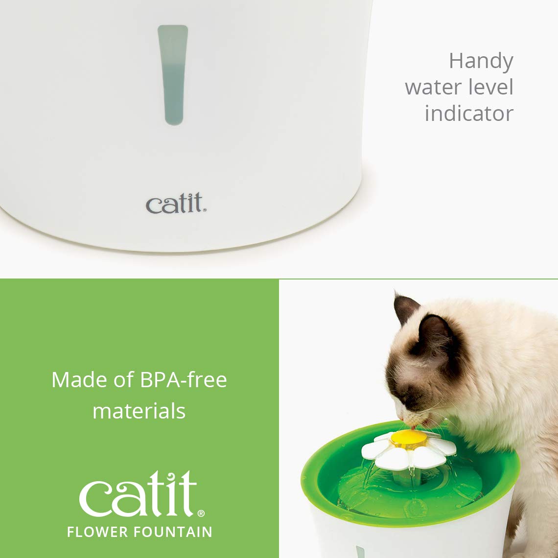 Catit Flower Cat Water Fountain | 3 Flow Settings | Triple Action Filtration | Green 6