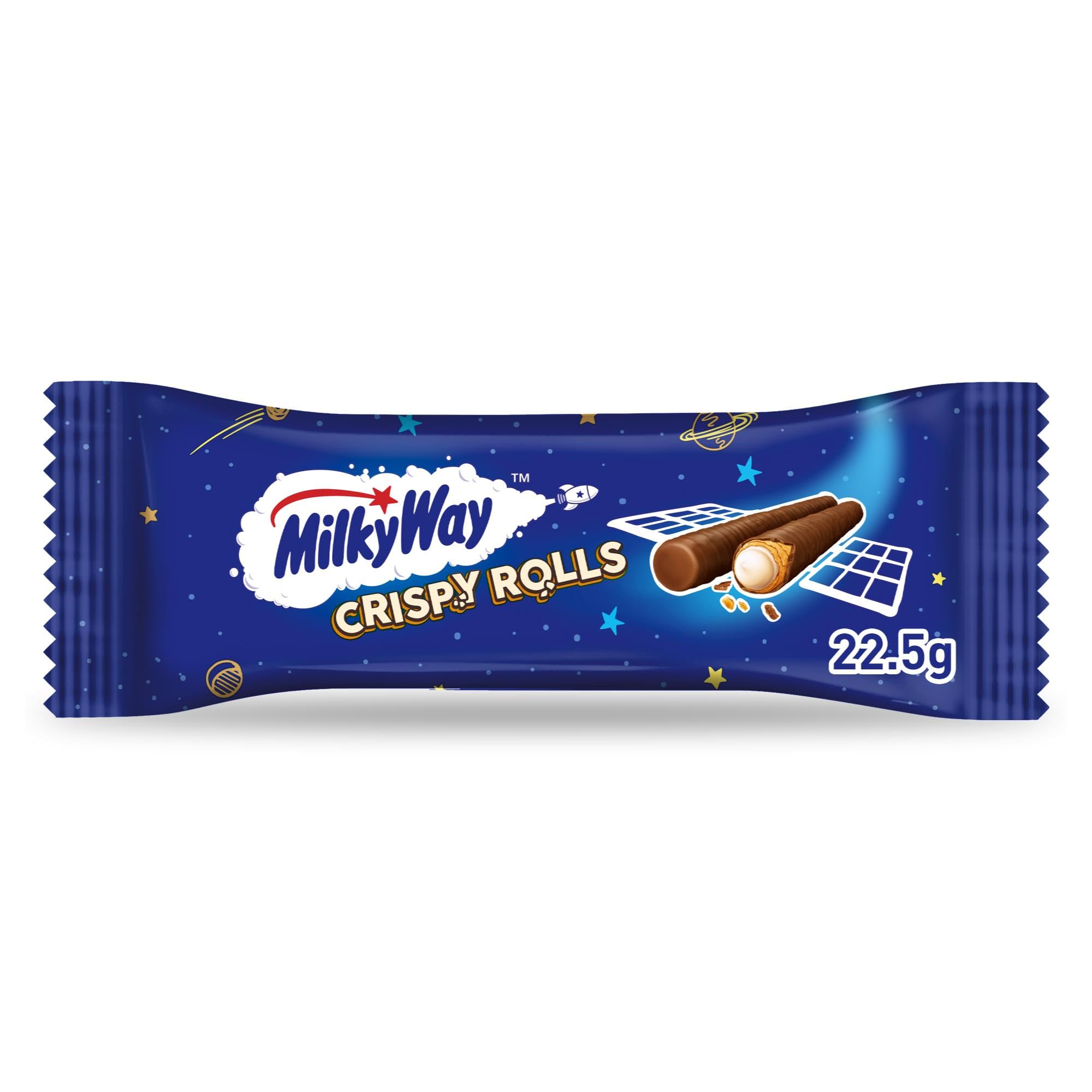 Milky Way Crispy Rolls Milk Chocolate Biscuit Snack Bar - 24 Pack of 22.5g Bars