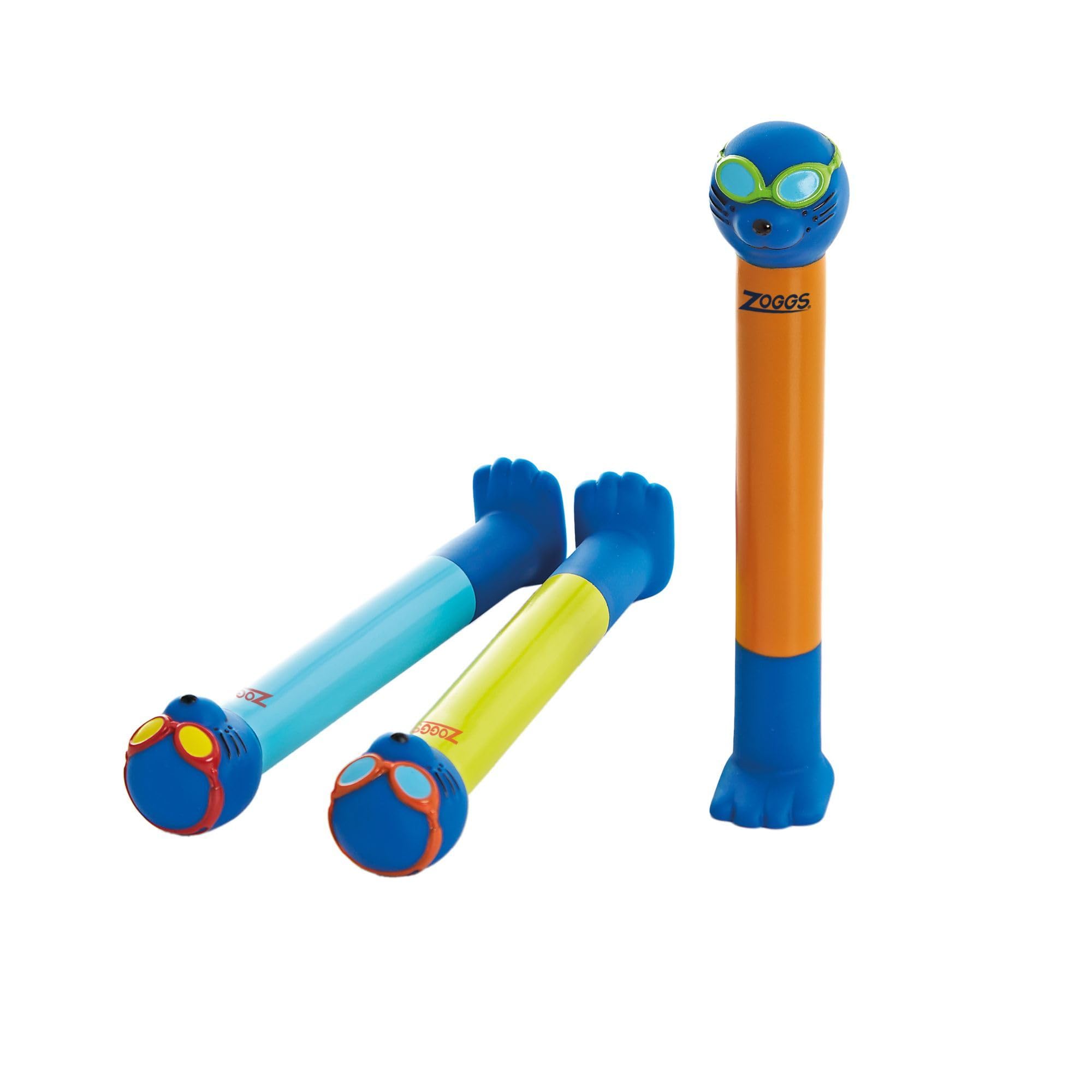 Zoggs Zoggy Dive Sticks for Kids Swimming Pool Toys, Confidence Building Sinkies, Age 3 & Up, Blue/Lime/Orange, 3-Pack 1