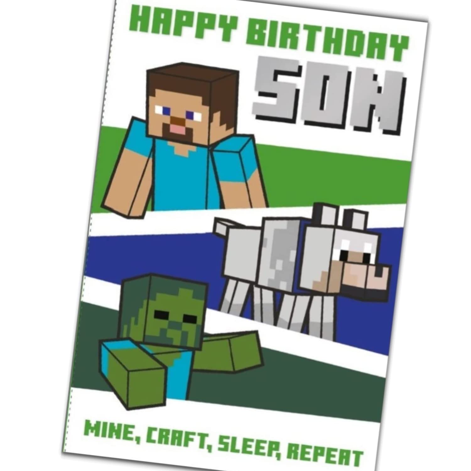 Danilo Promotions LTD Minecraft 'Happy Birthday Son' Birthday Card | 9 x 6 Inch