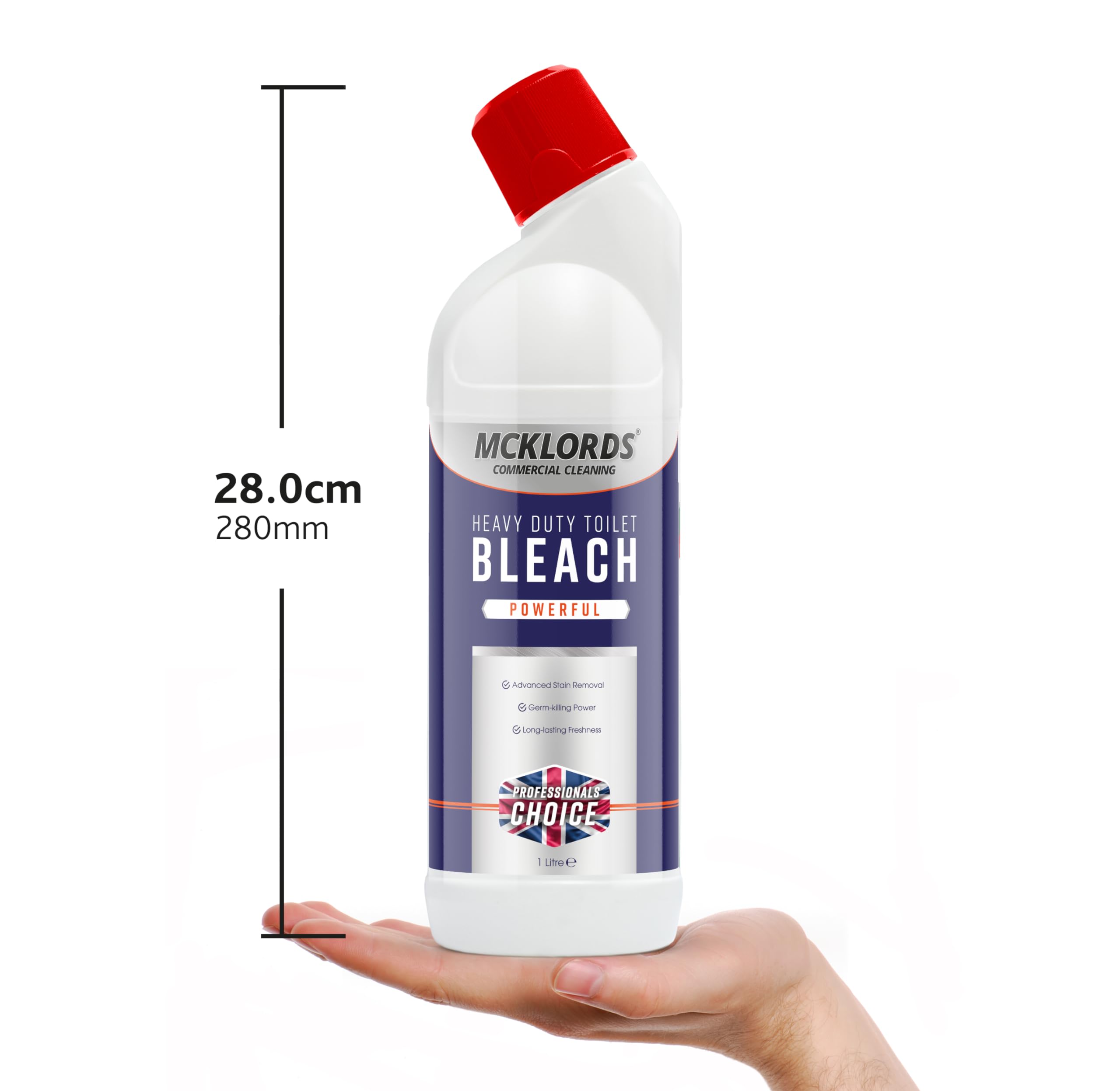 McKLords Commercial Toilet Bleach Cleaner - Extra Strong Thick Formula | 1 Litre | Kills Germs 2