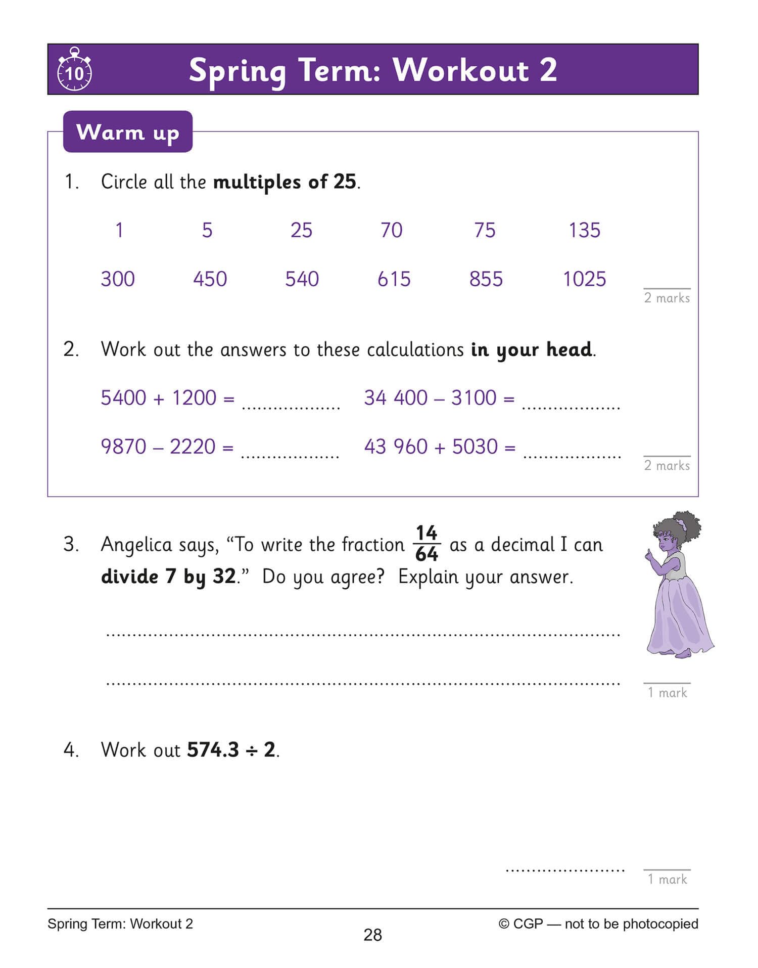 CGP KS2 Maths 10-Minute Weekly Workouts - Year 6 Study Aid | Paperback | English 7