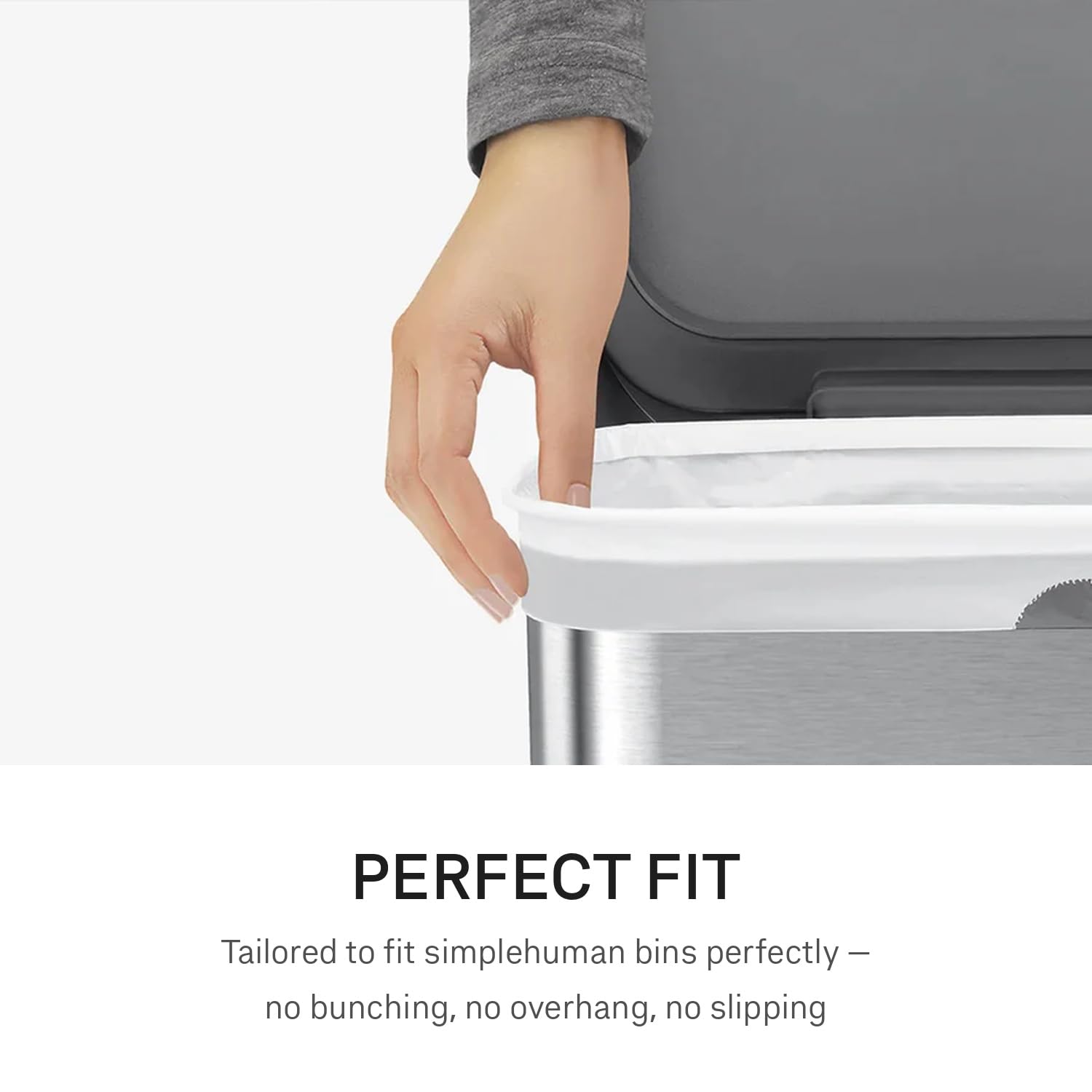 simplehuman Code N Custom Fit Bin Liners - 50 Litre Capacity, White Plastic, Pack of 20