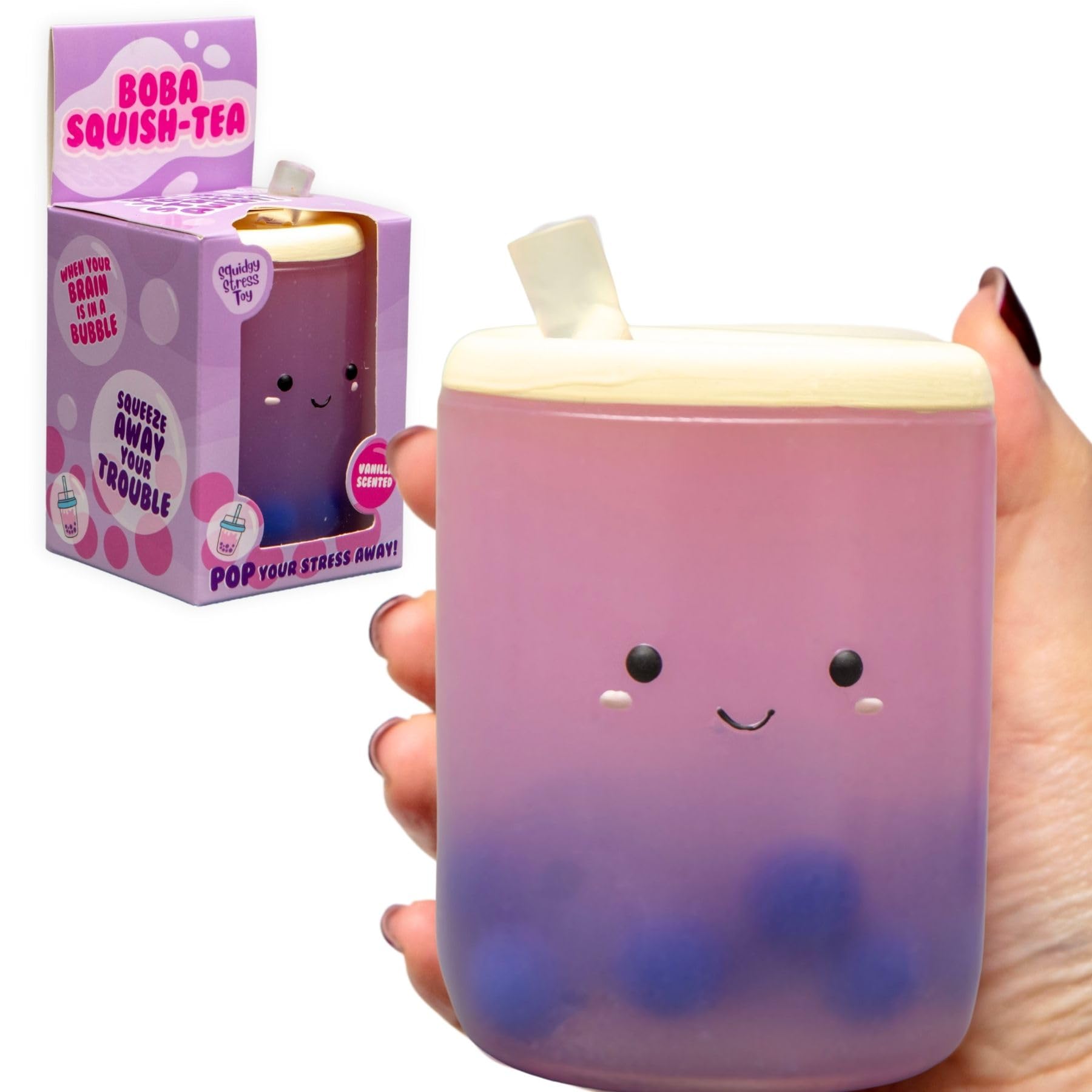 Boxer Gifts Boba Squish-Tea Stress Toy - Vanilla Scented, Slow Rising Foam | 100x70x70mm | Adult