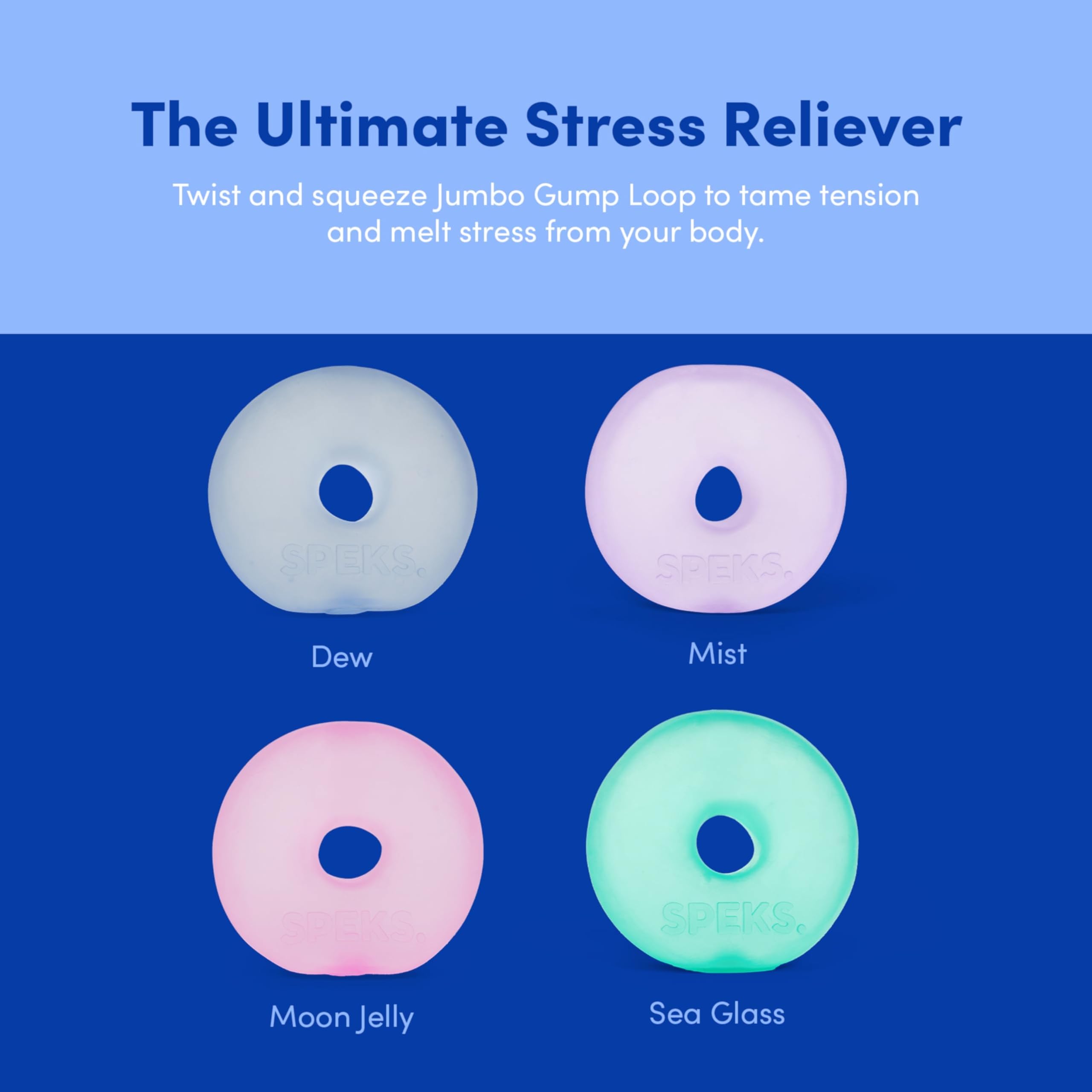 Speks Gump Jumbo Loop Gel-Filled Stress Ball - Ultra-Squishy Fidget Toy for Adults | Blue 6