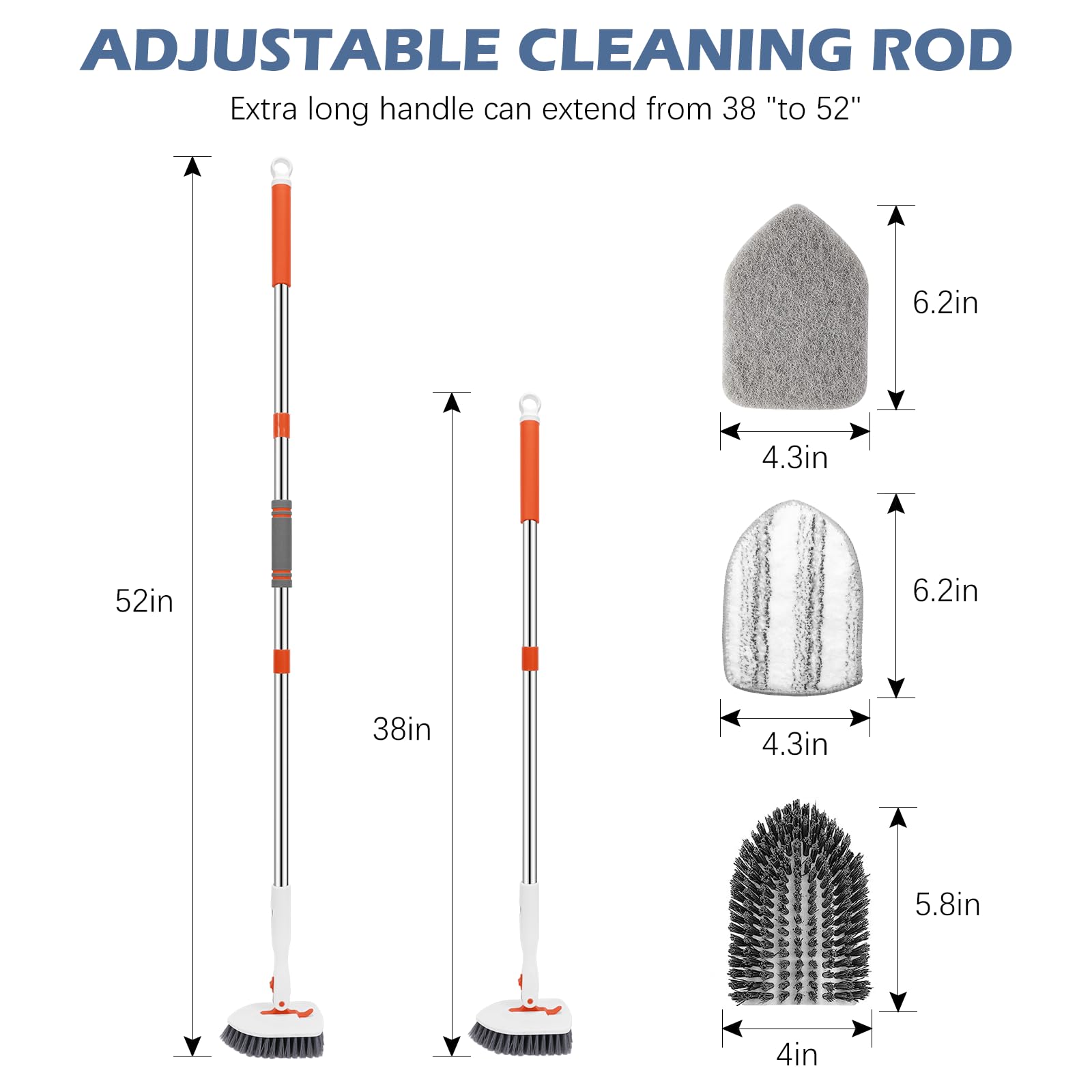 SetSail 3-in-1 Bathroom Cleaning Brush - Adjustable Long Handle, Multi-Angle Head, Non-Slip Grip 2