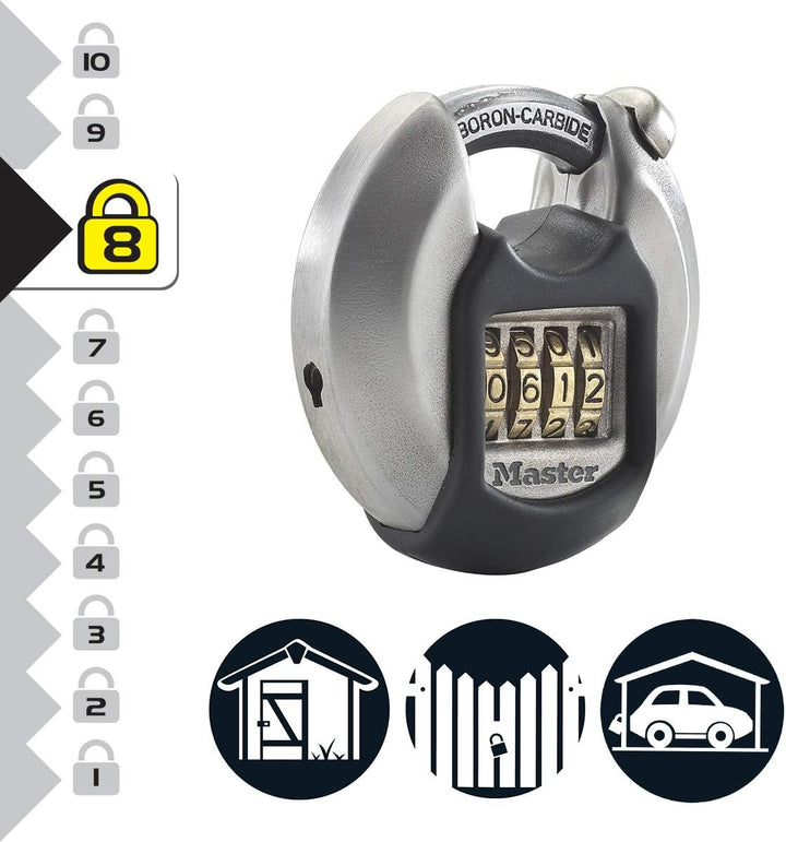 Master Lock - Heavy Duty Disc Padlock Combination Stainless Steel Outdoor (M40EURDNUM)