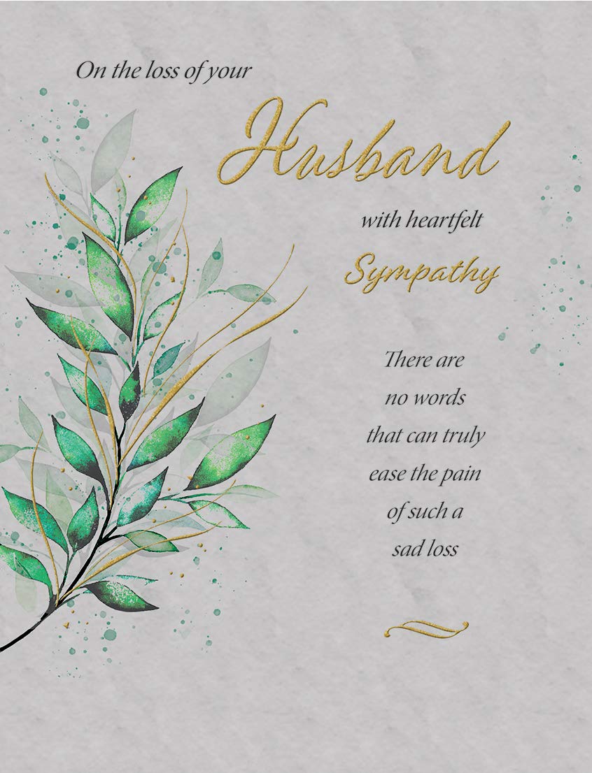 Piccadilly Greetings Sympathy Husband Card - 8 x 6 Inches | Made in UK