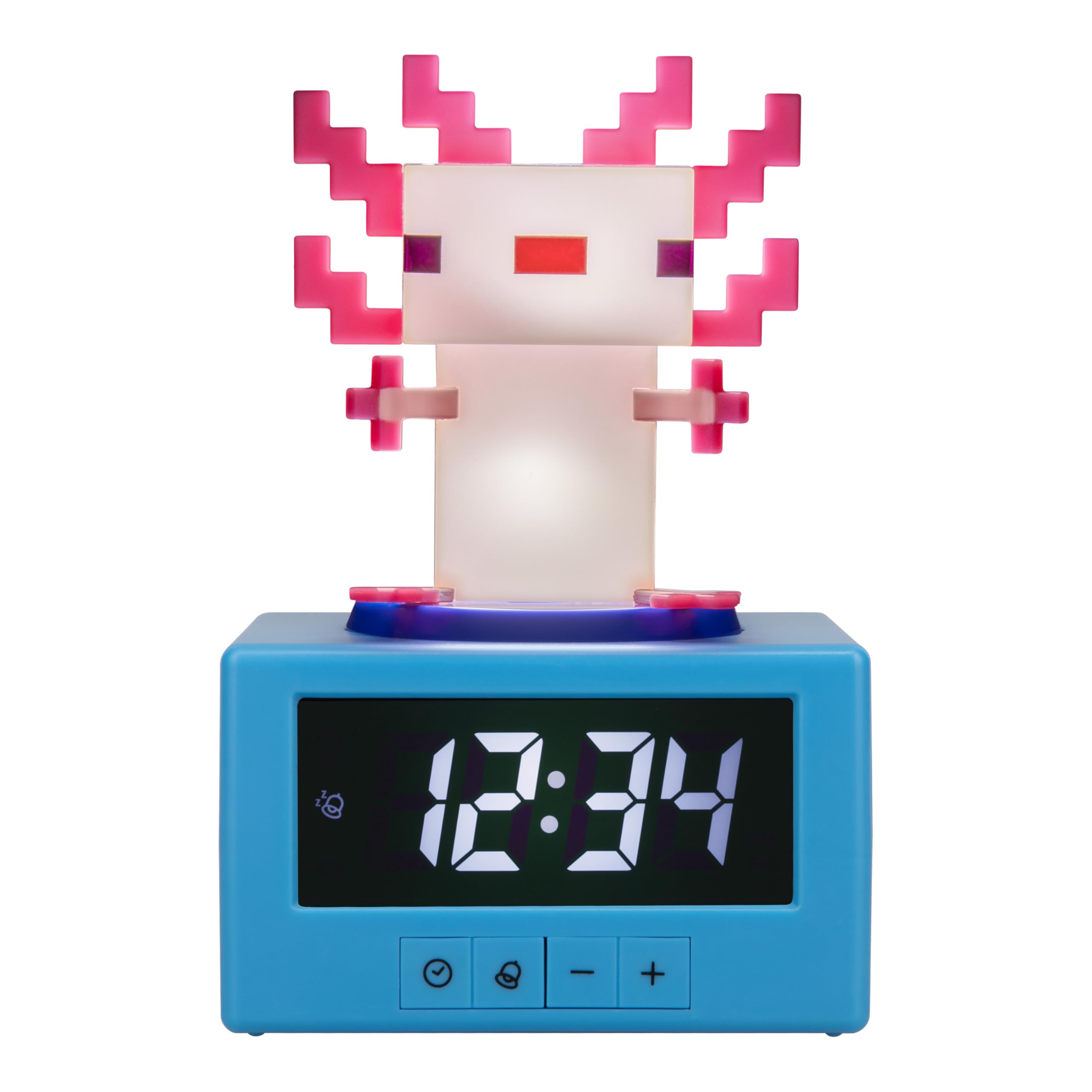 Paladone Minecraft Axolotl Icon Digital Alarm Clock with Night Light | Battery Powered | Multicolor 1