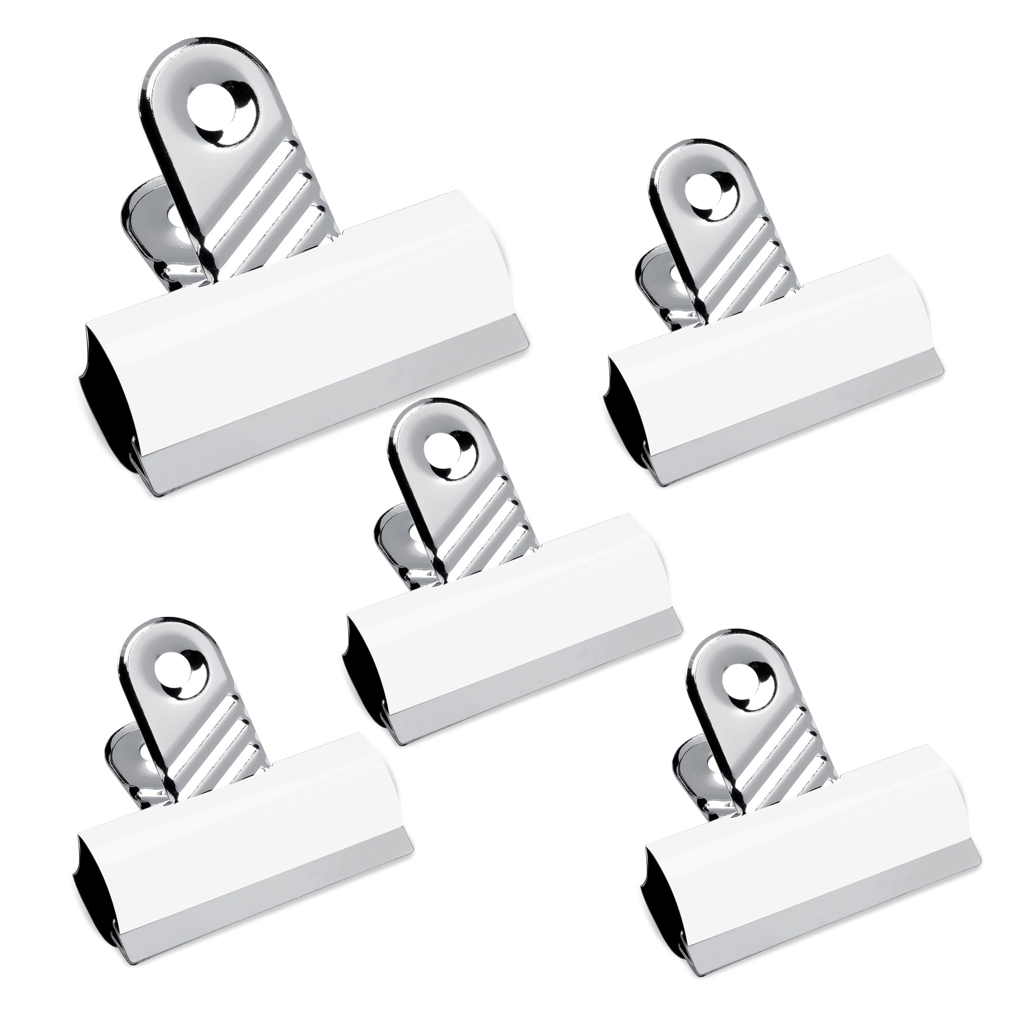 G4GADGET Jumbo Bulldog Letter Clips - 70mm, 195 Sheet Capacity | Metal | White (Pack of 5)