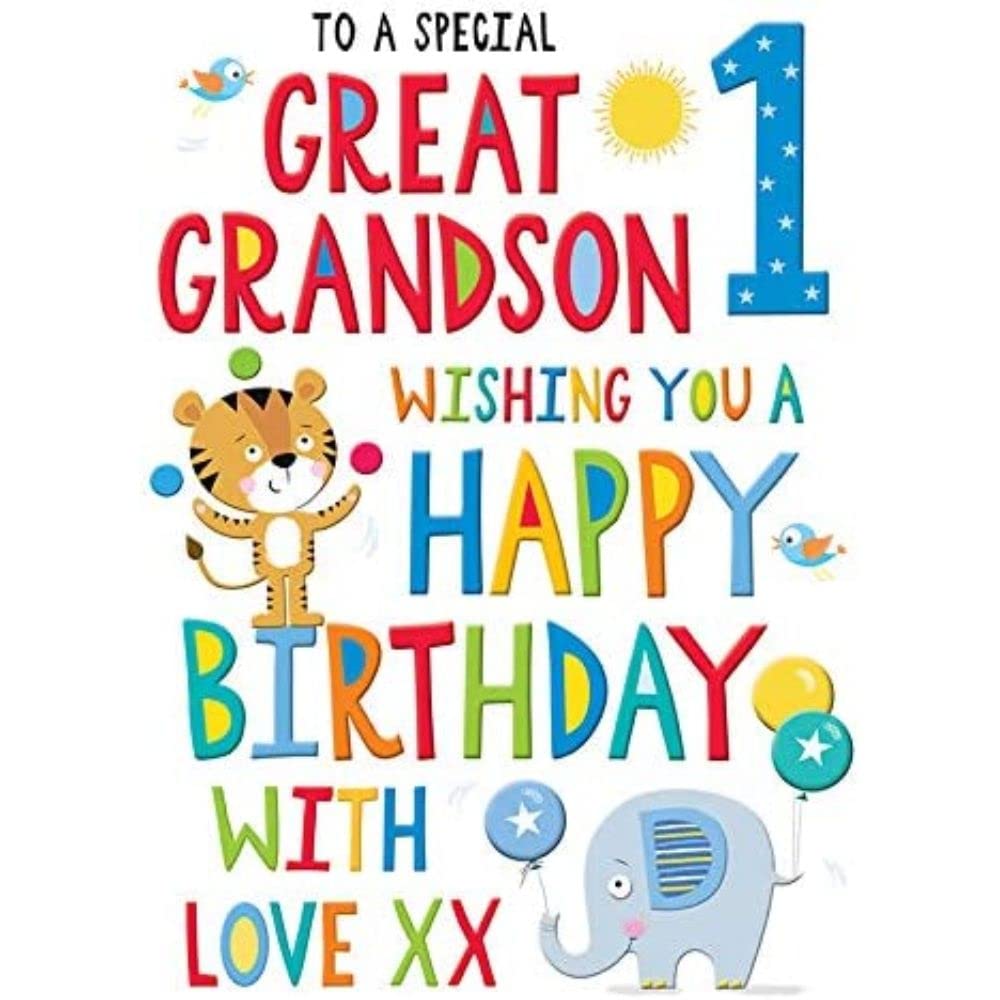Piccadilly Greetings Age 1 Great Grandson Birthday Card - 9 x 6 Inches