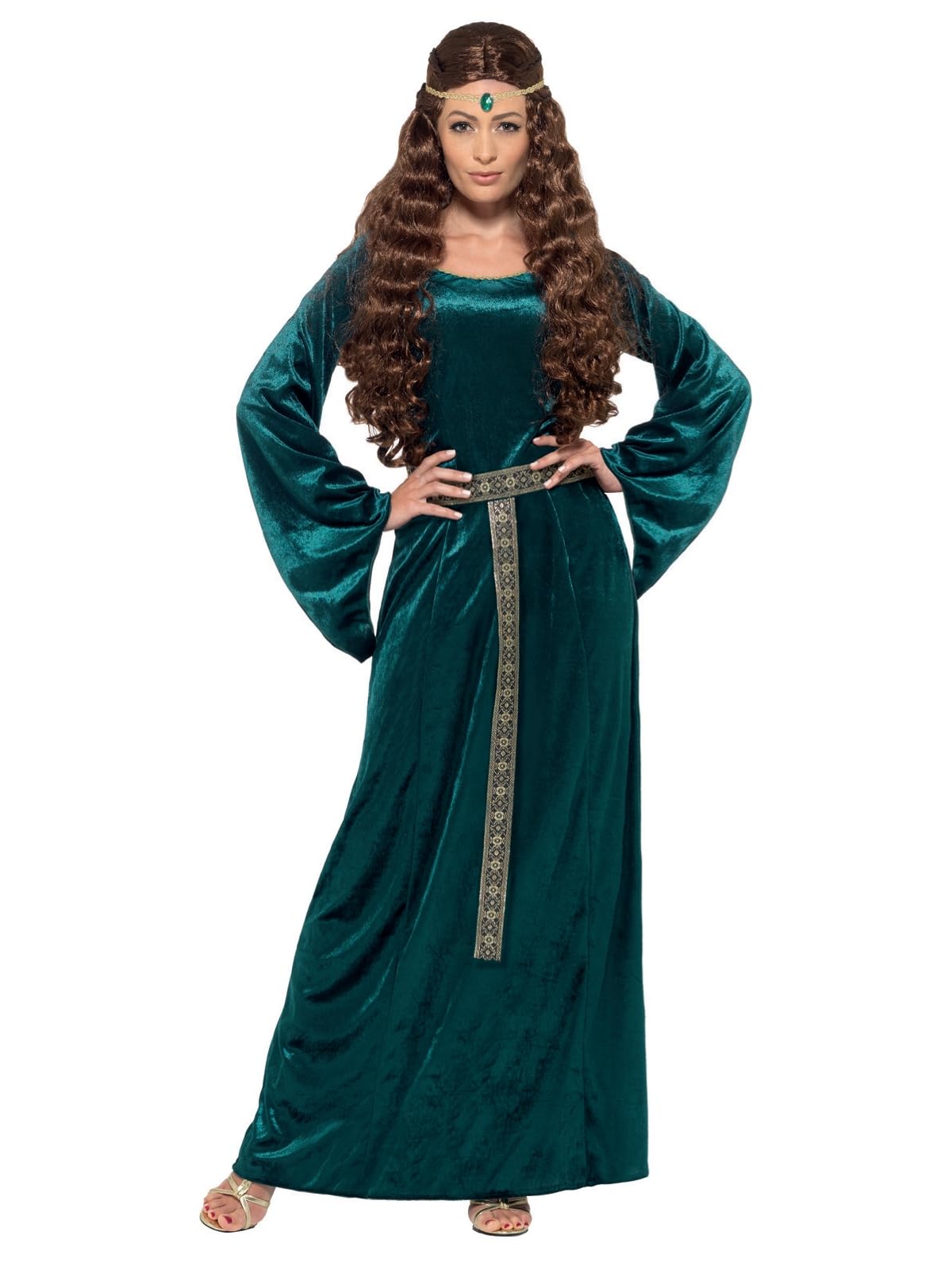 Smiffys Medieval Maid Costume - Adult Dress-Up Playset, Green, XXL