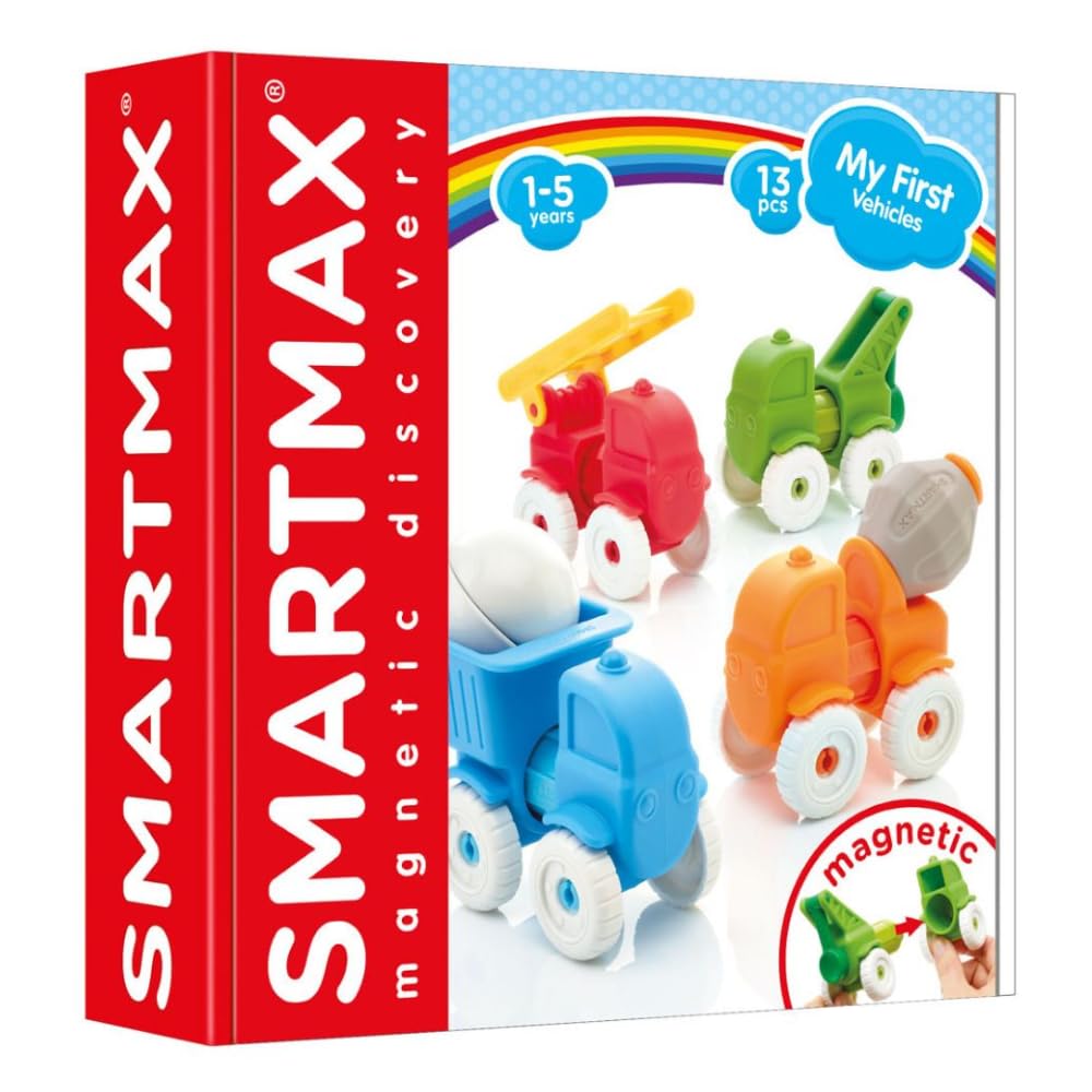 SMARTMAX My First Vehicles Magnetic Building Set - 13 Pieces | Ages 1-5 Years