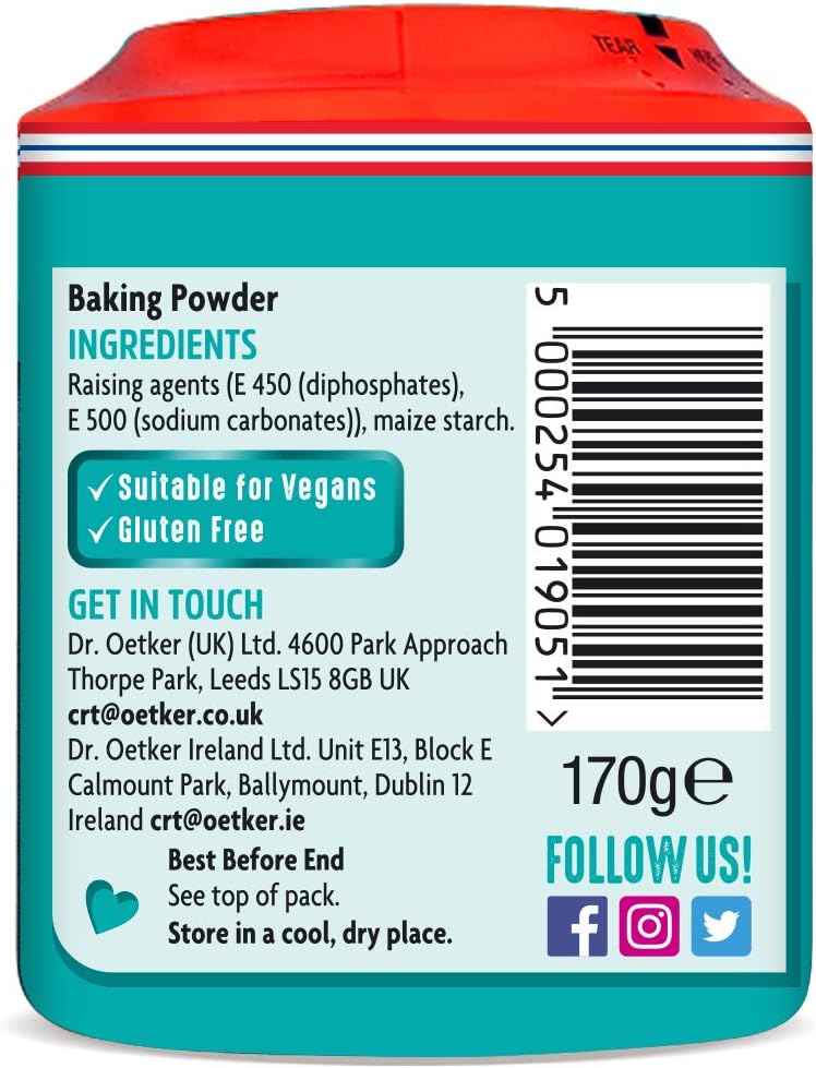Dr. Oetker Gluten Free Baking Powder - Pack of 4 x 170g
