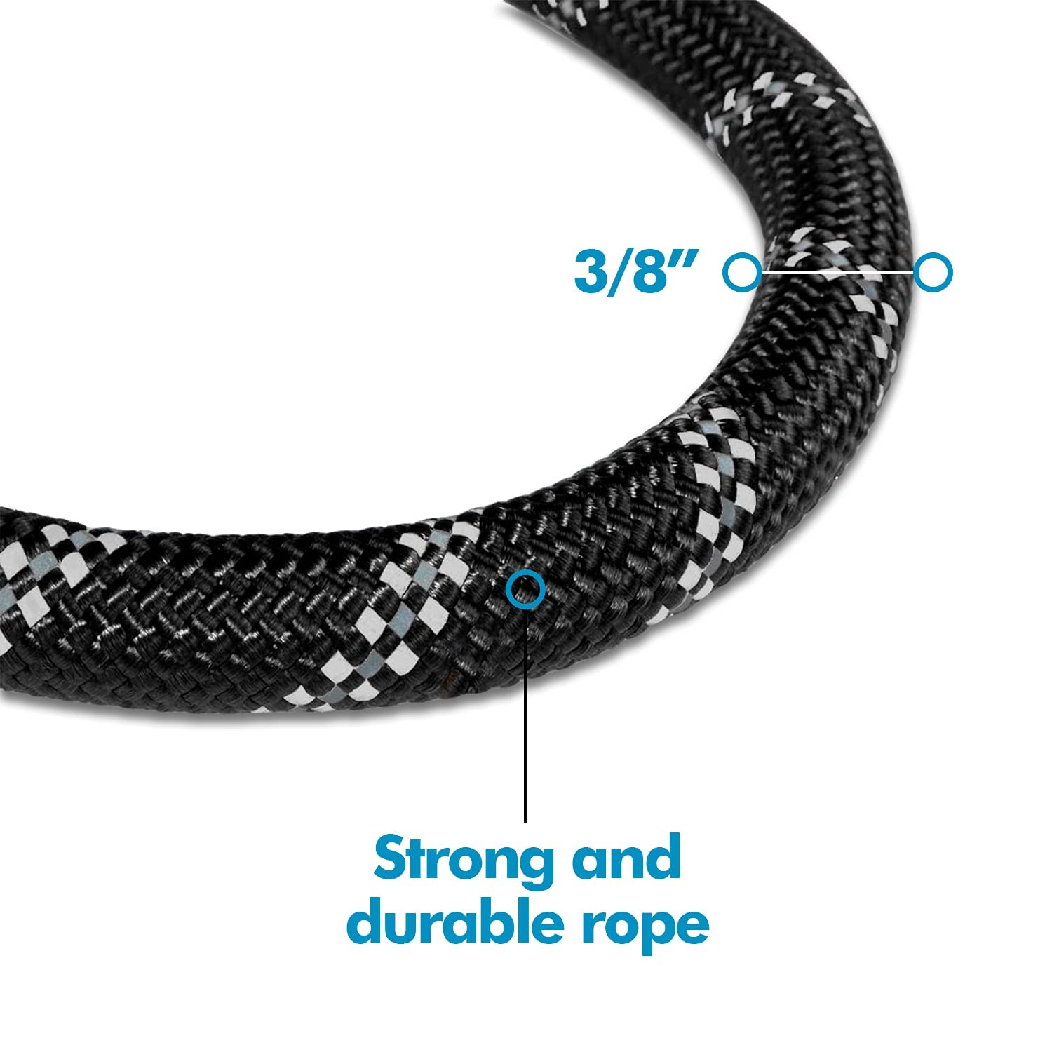 Edipets Dog Lead - Durable 47 Inch Nylon Rope with Padded Handle | Reflective Safety Clip