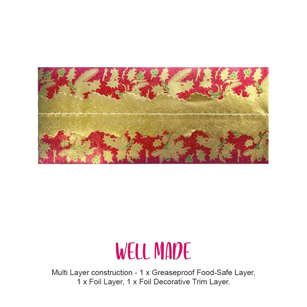 Anniversary House Traditional Christmas Cake Frill - Red/Gold Holly, 86cm Pre-Cut Decorative Trim 6