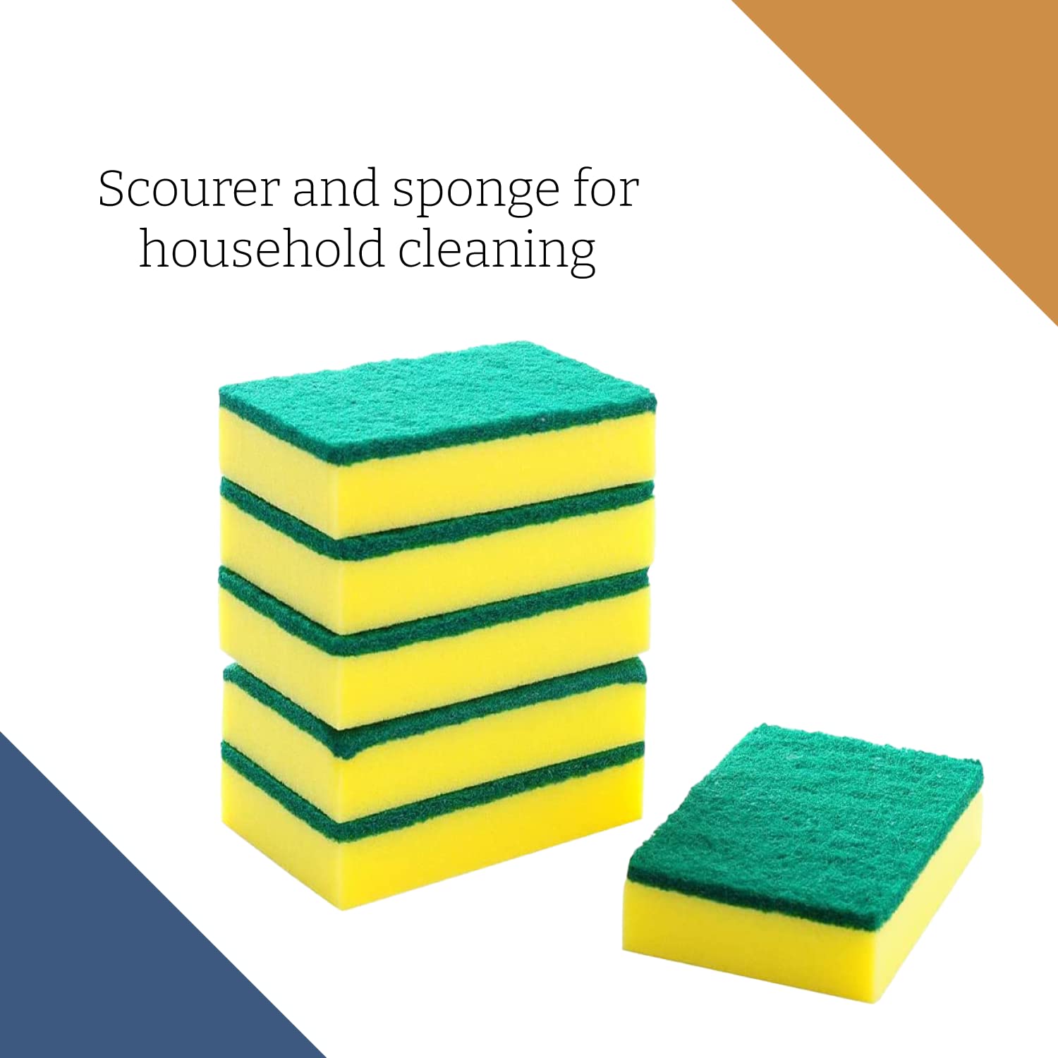 HomeSmith Heavy Duty Scrub Sponges - Pack of 6 | Dual Sided Cleaning | Yellow & Green 4